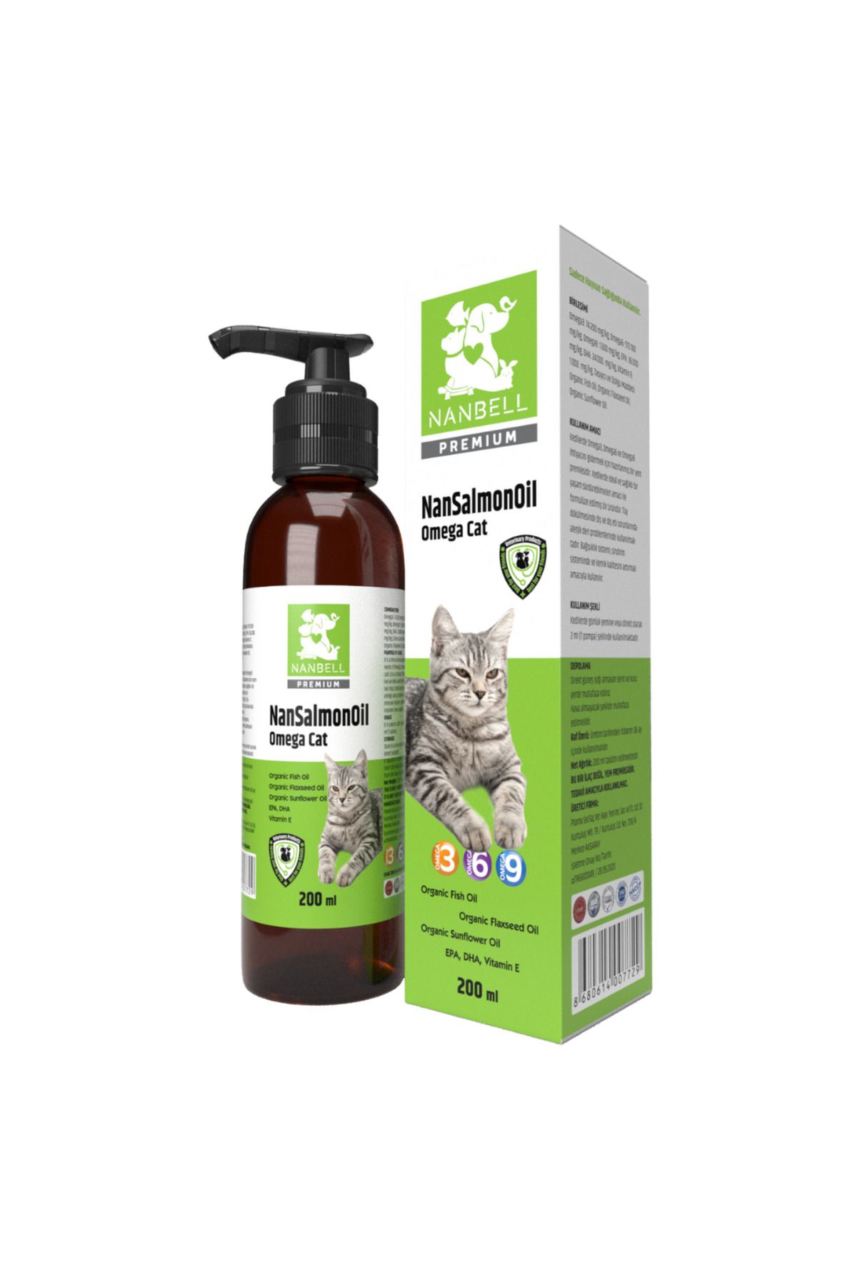 Nansalmonoil Omega 3-6-9 – Kediler Için Balık Yağı Takviyesi 200ml