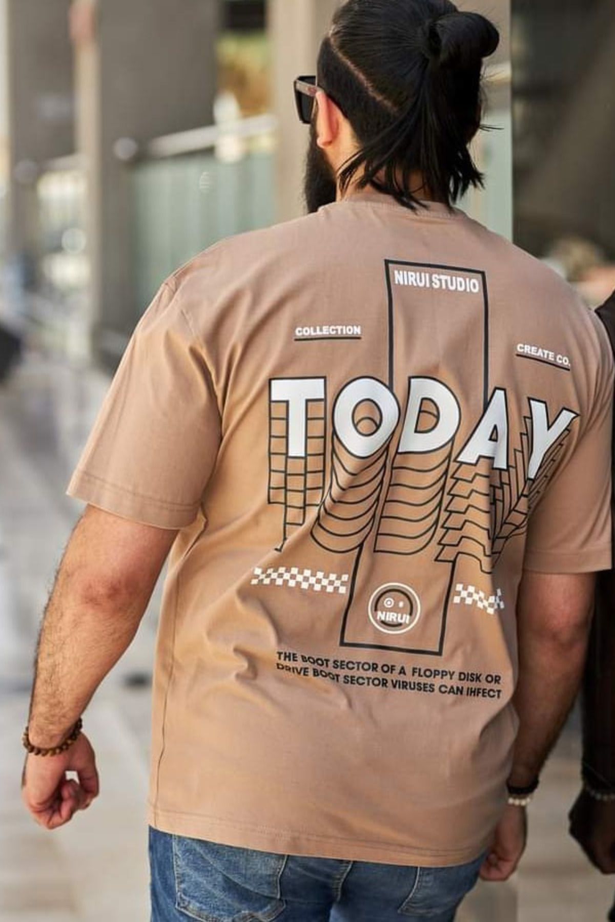 FECCY Pamuklu TODAY Baskılı Oversize T-shirt