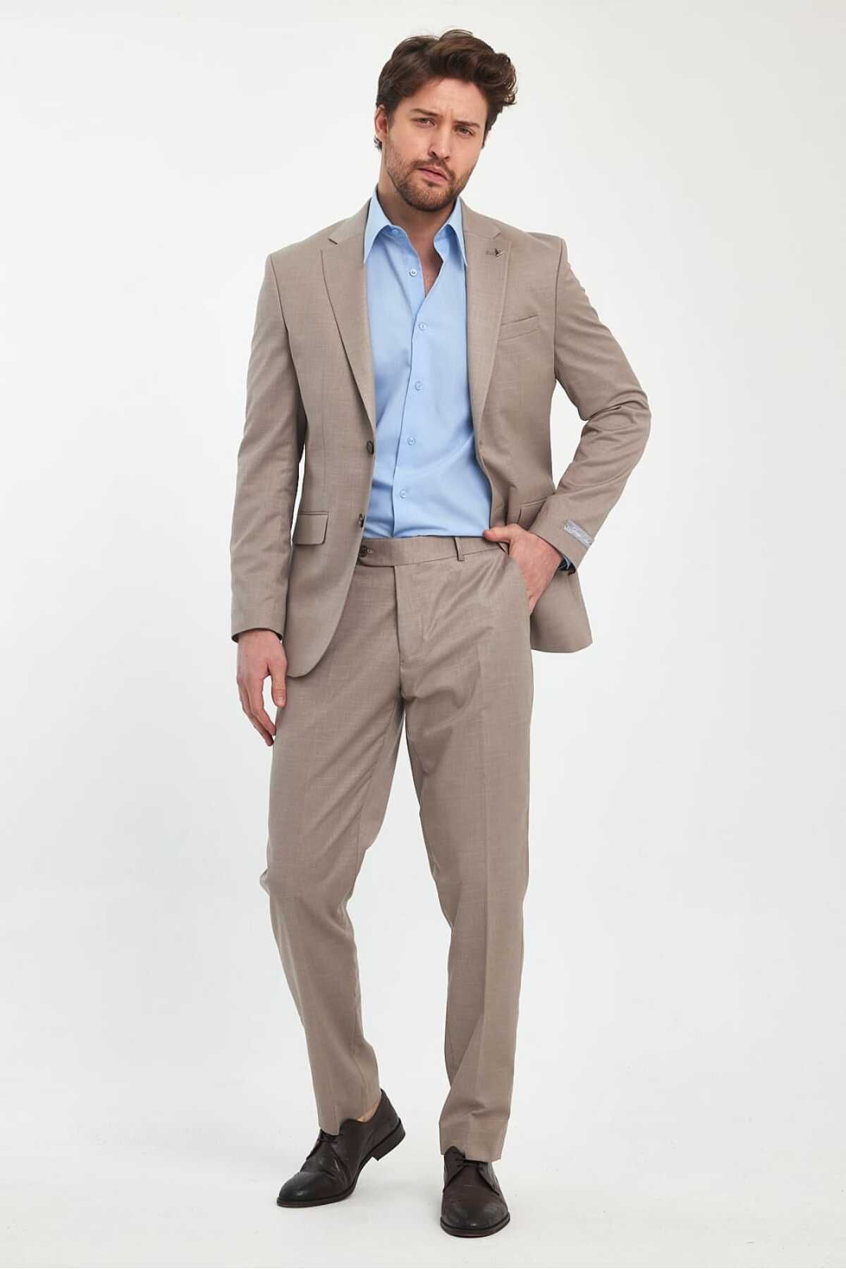 Savira-Men's Slimfit 2-Piece Set - Jacket and Pants Drop 6 Polyviscose Fabric 1