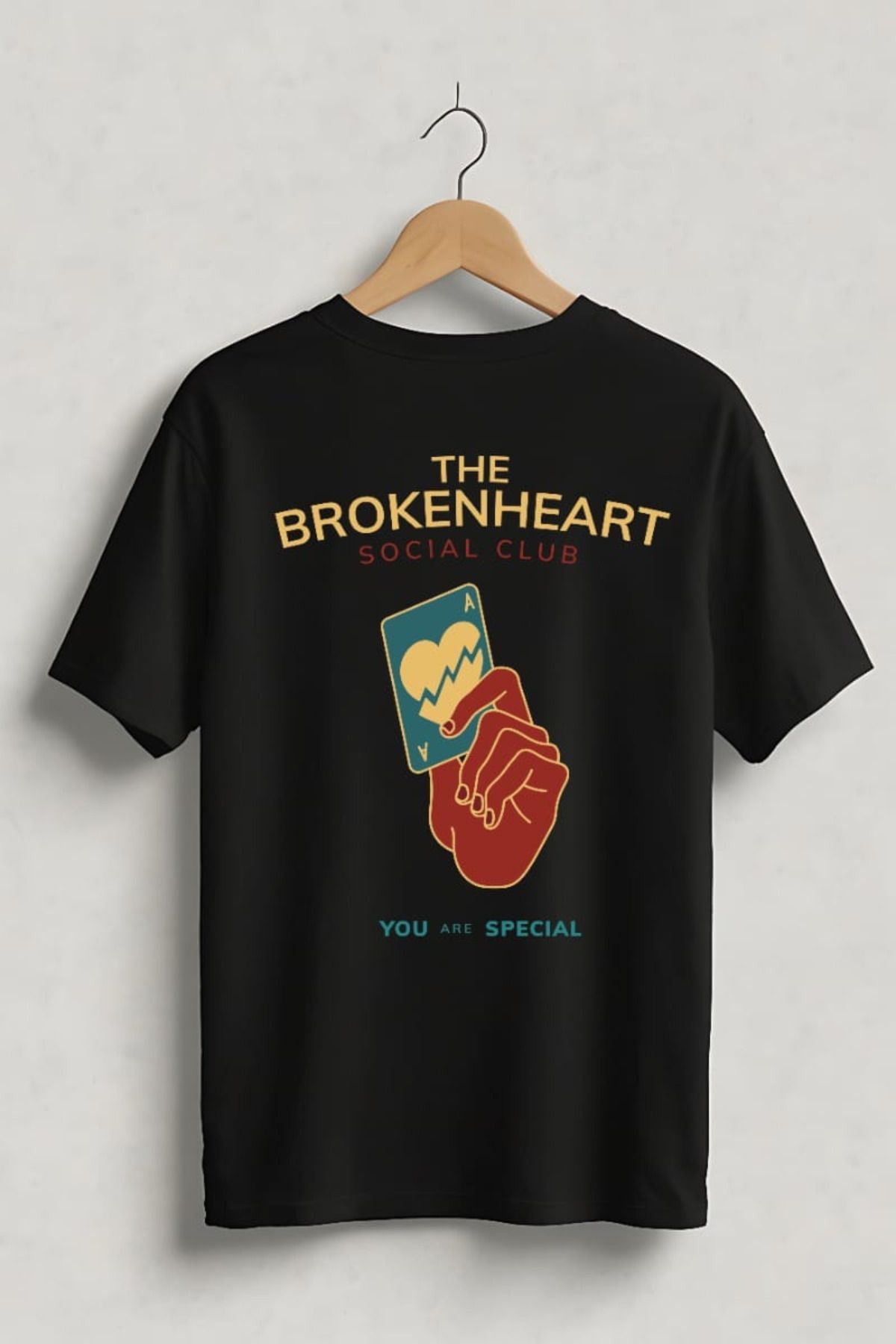 FECCY Pamuklu The Brokenheart Social Club Baskılı Oversize T-shirt