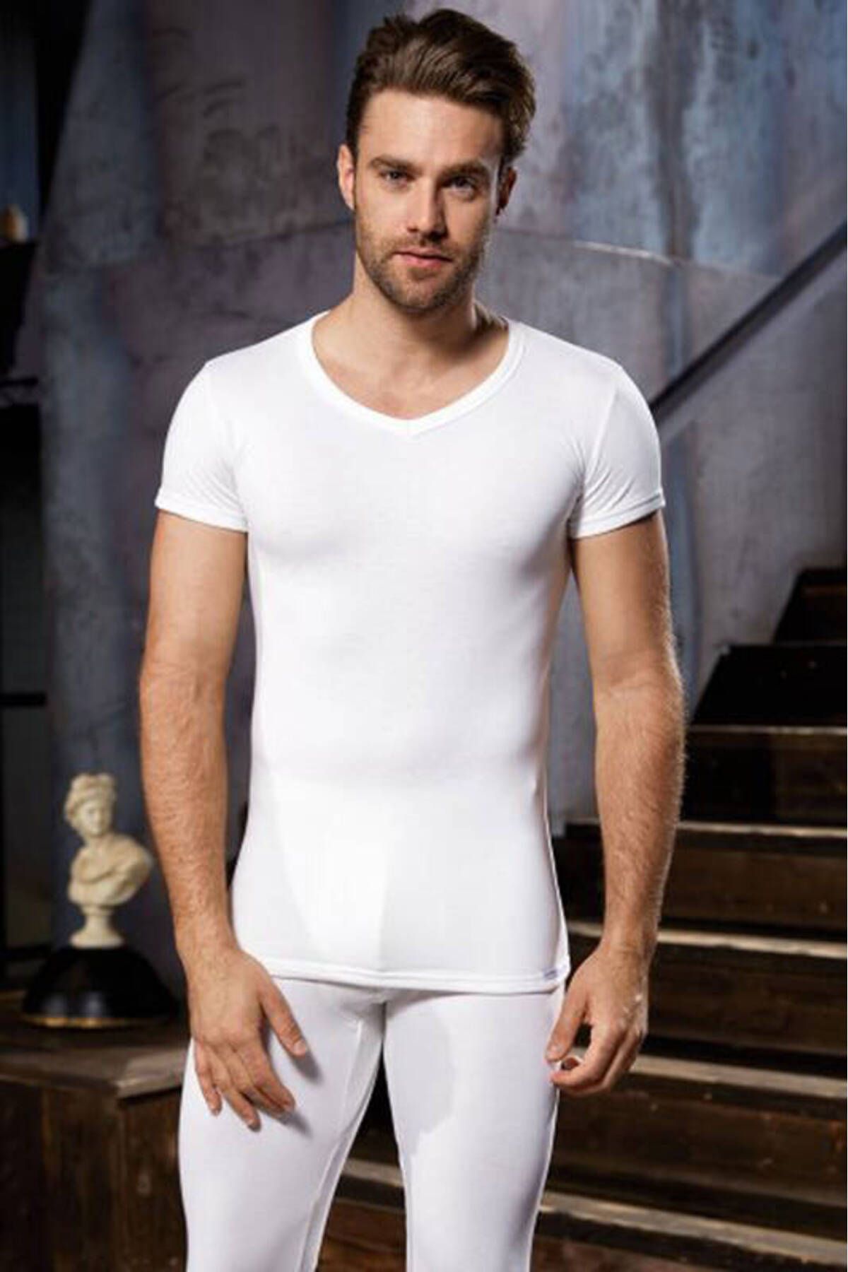 recepion-V-Neck Short Sleeve Fit Fit Thermal Undershirt 2552 4