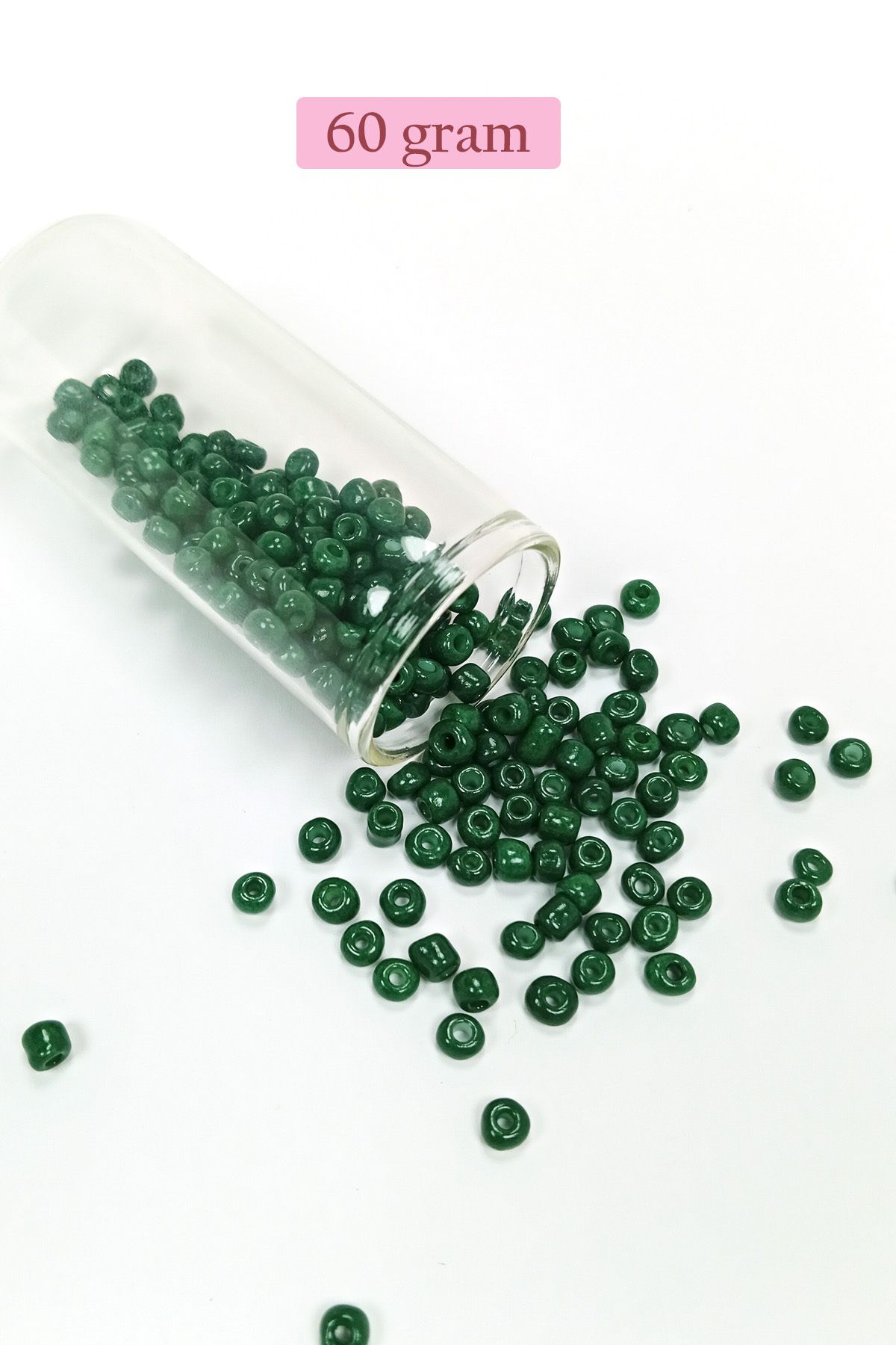 Kapamarka Dökme Cam Kum Boncuk Büyük Boy (6/0) 4 mm - 60 Gram - Koyu Yeşil - BNC140