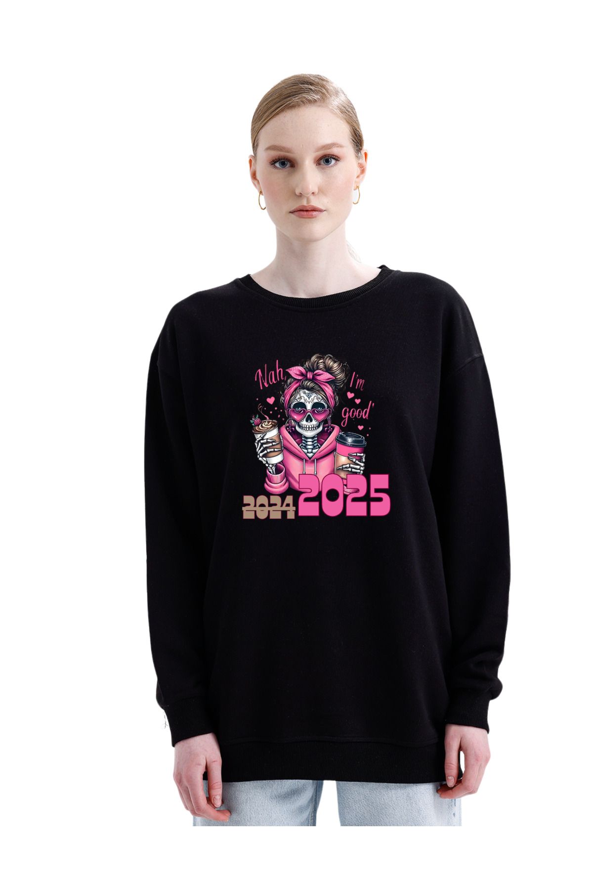 pxm Digital Baskılı 3 İplik Şardonsuz Sweatshirt - Kuru Kafa 2025 (pXm)