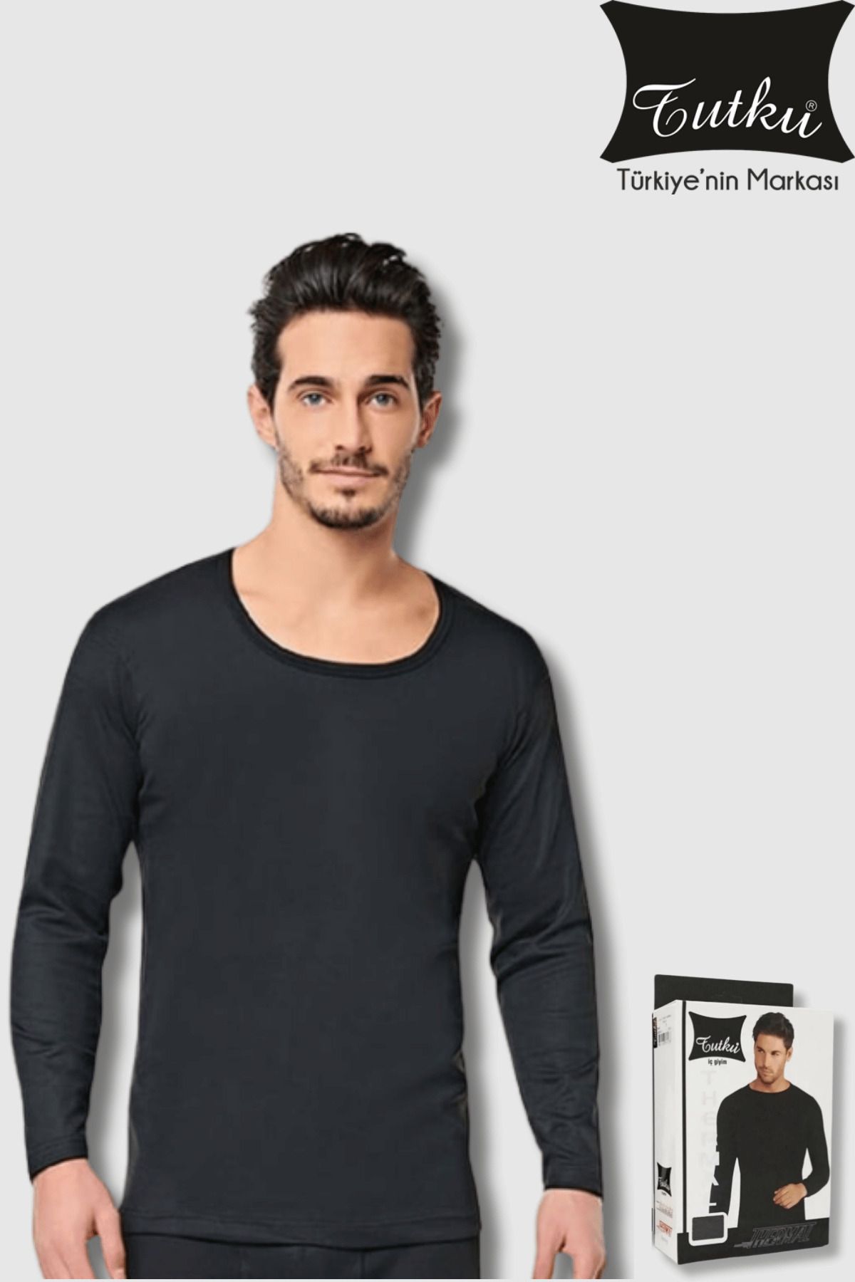 Tutku-0126 Model Men's Black Thermal Top 1