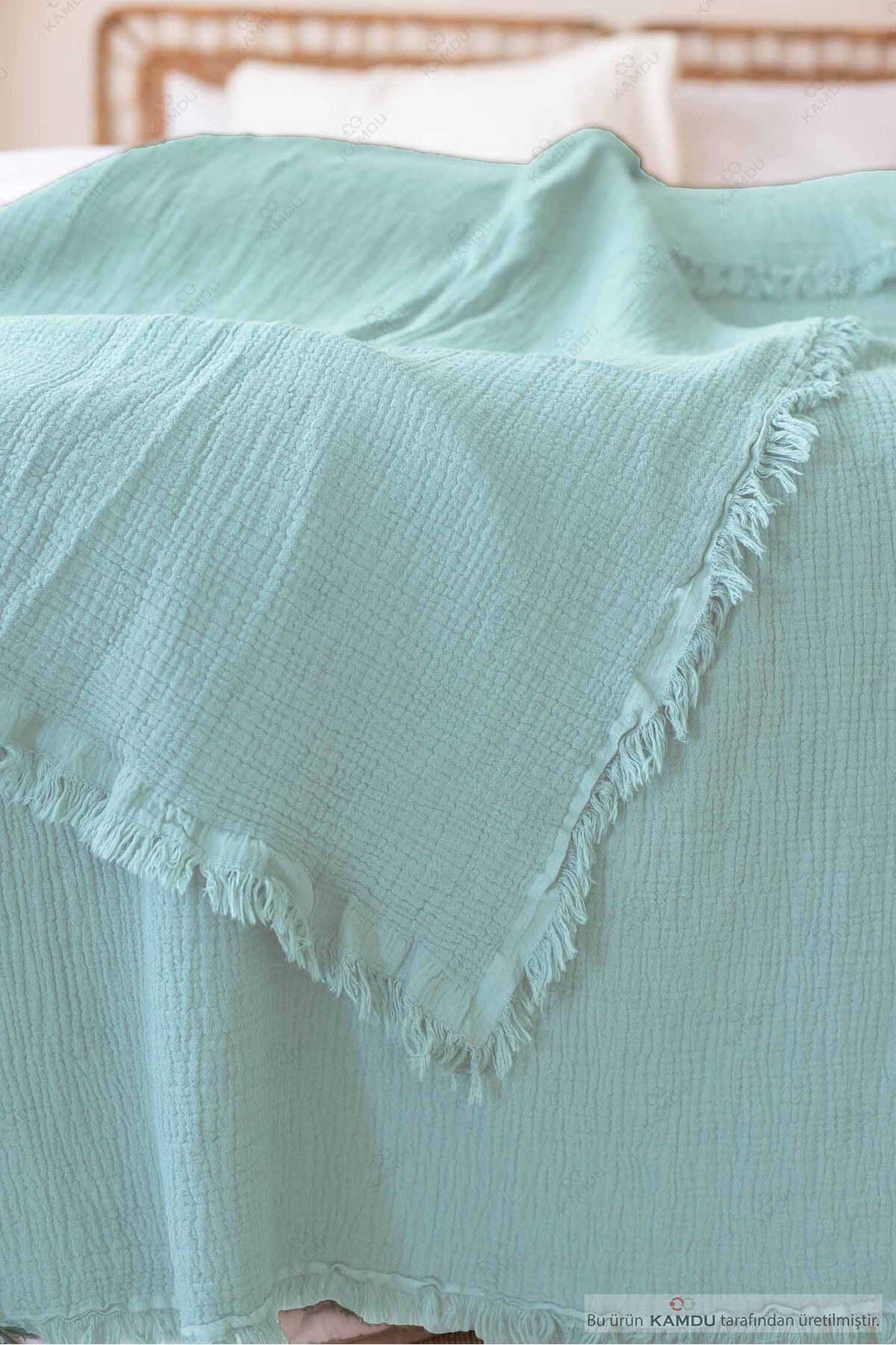 serelya-100X200 cm Muslin Cotton Bed Runner - Single Bedspread 3