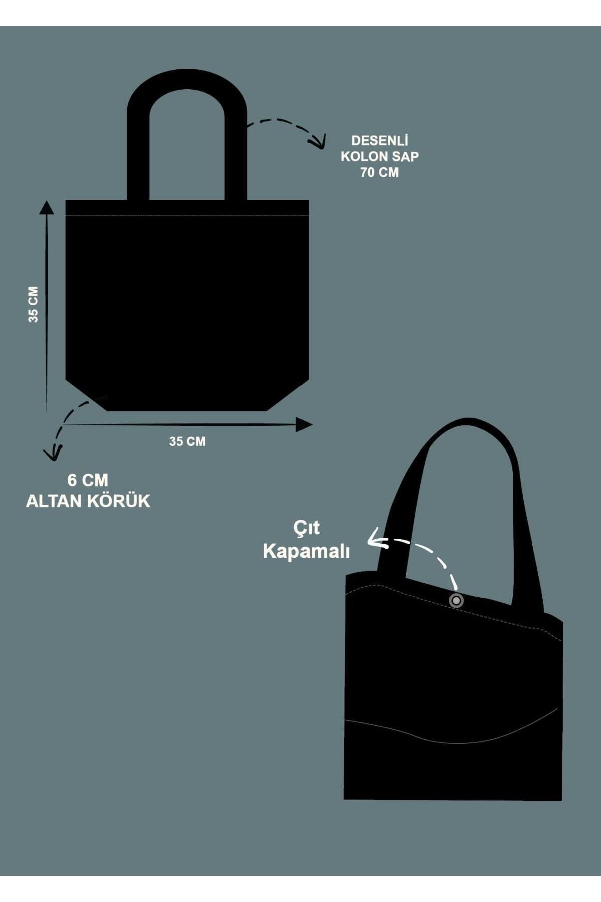 Çınar Bez Çanta-Plaid Pattern Handle Black Canvas Bag |   Snap 2