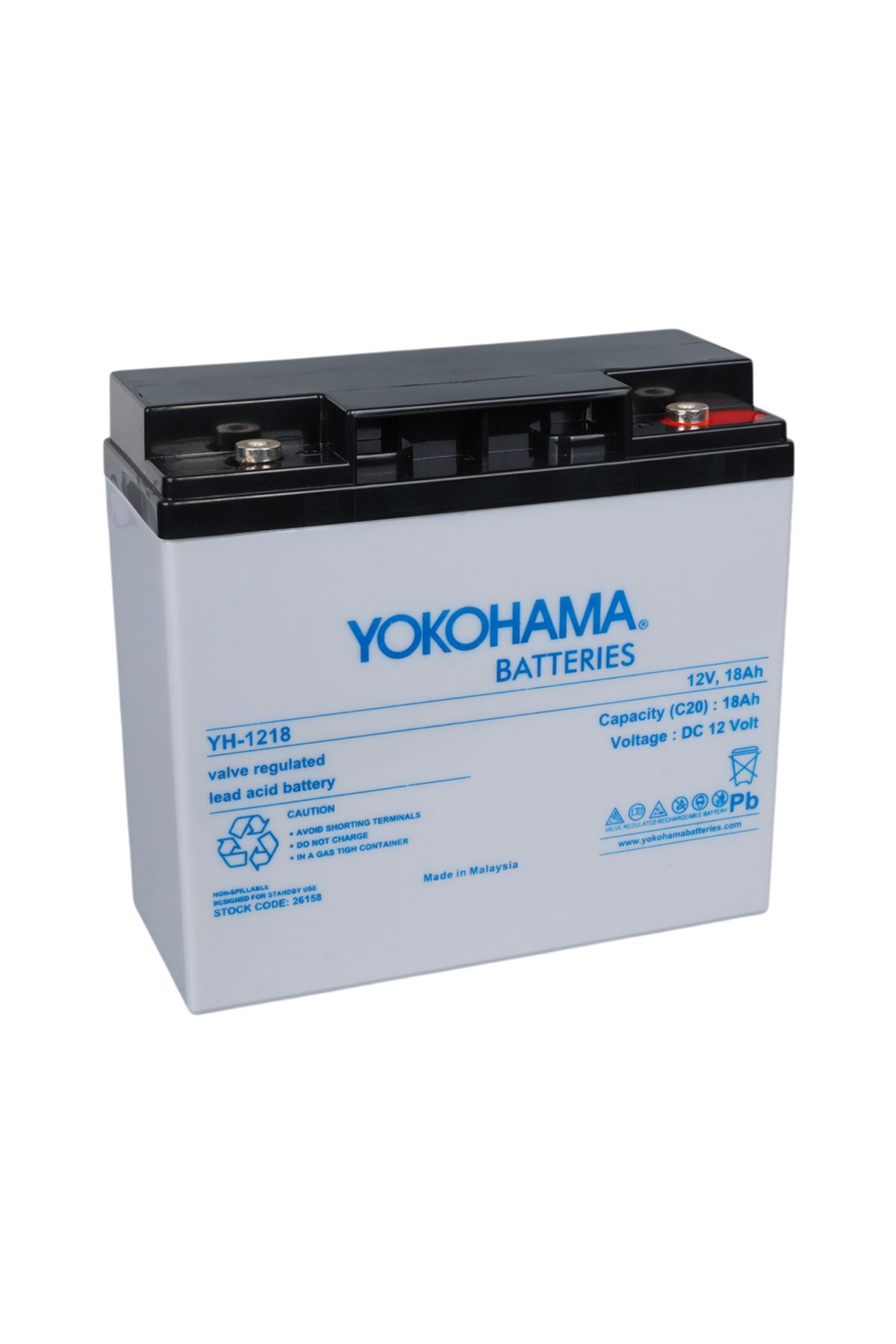 Kapamarka YH-1218 12 VOLT - 18 AMPER KURU AKÜ (181 X 76 X 167 MM)