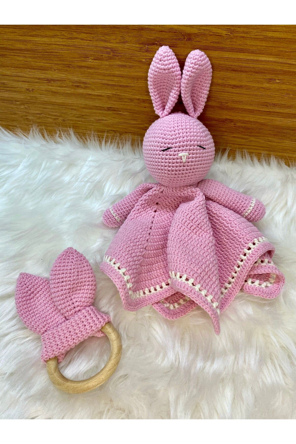 Handmade Amigurumi uyku arkadaşı tavşan 2 li set