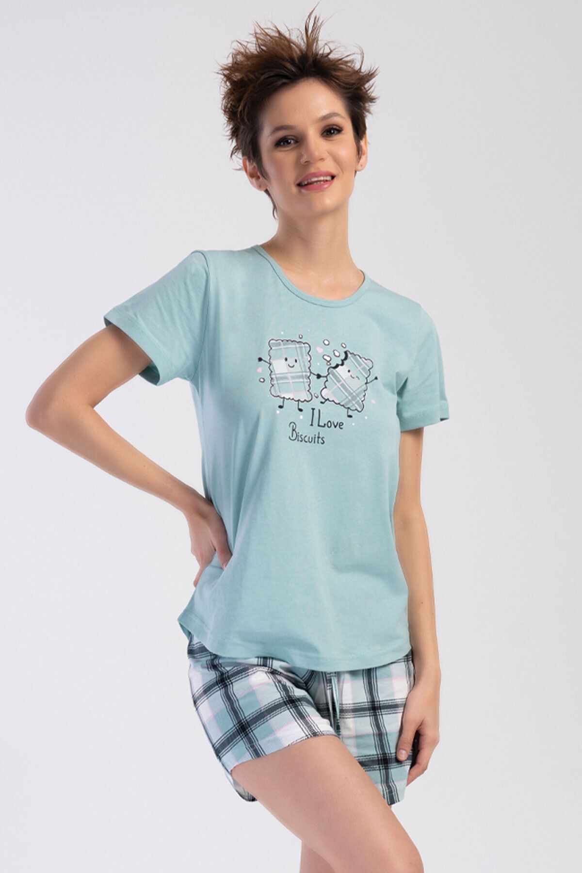 VİENETTA Pamuklu Kadın Kısa Kol Şortlu Pijama Takım , 401017