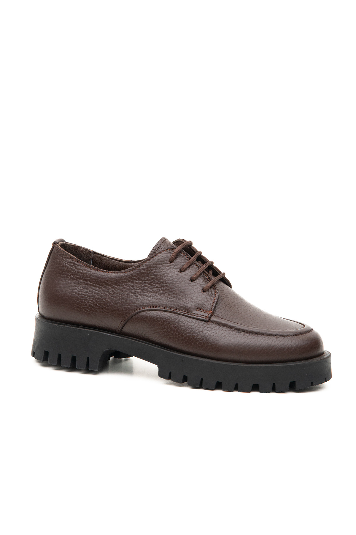 Grayfish Hakiki Deri Bağcıklı Kadın Loafer Ayakkabı Kalın Taban görsel 2