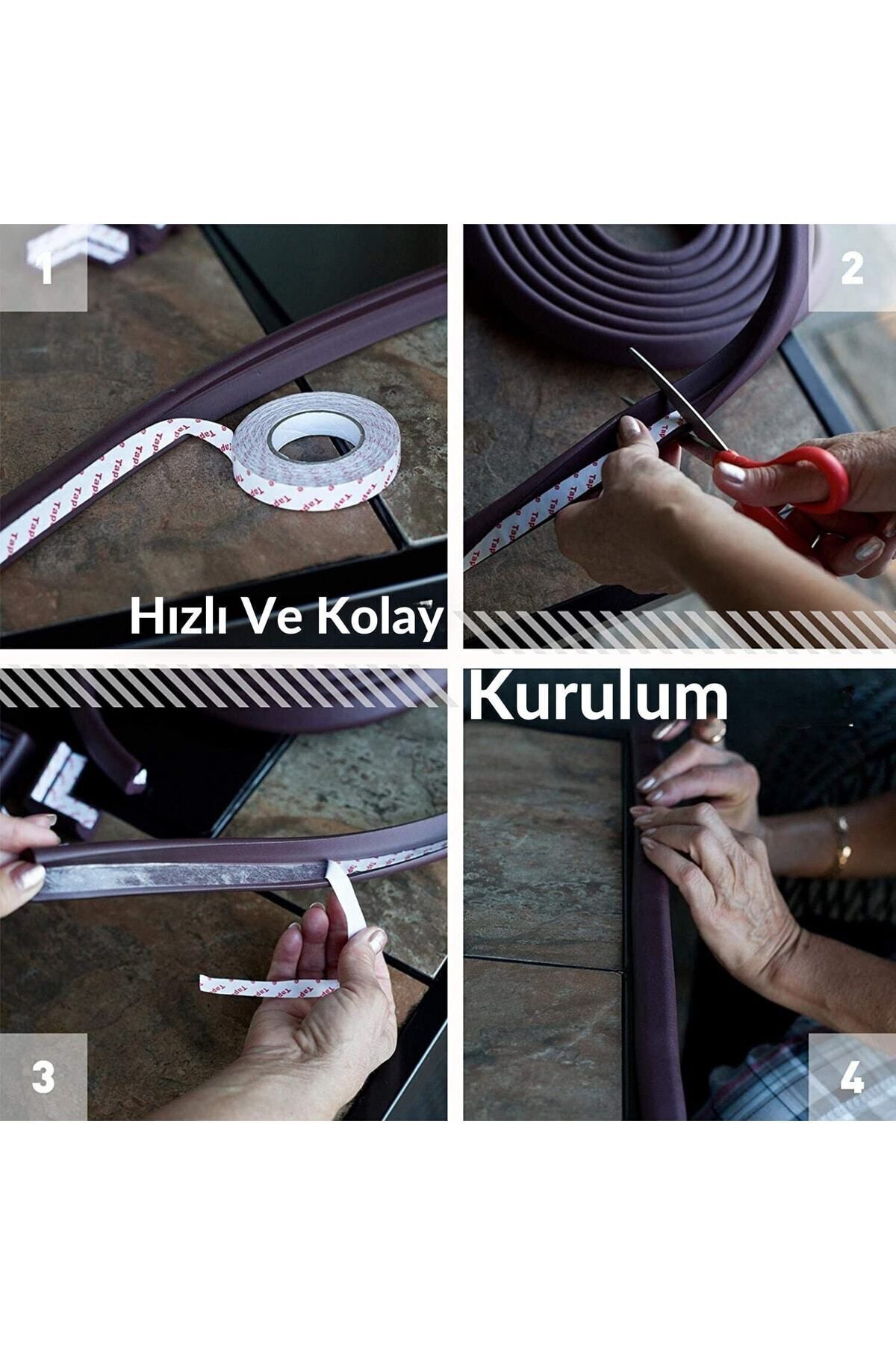 Miningaa 3M Marka Bant Hediye Mürdüm Renk 2 Metre 4 Adet Köşe Koruyucu Esnek ve Yumuşak Kauçuk Kenar Koruyucu fotoğrafı 4 (önizleme)