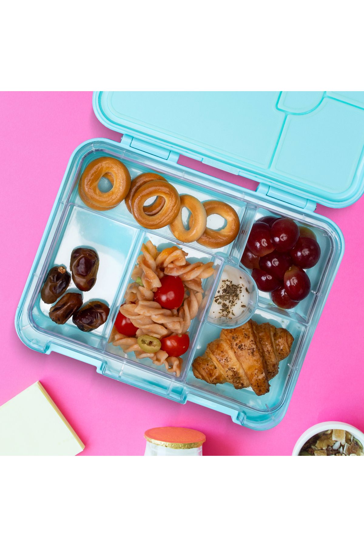 Eazy Kids-Eazy Kids Unicorn Green 6 / 4 Compartment Bento Lunch Box w / Lunch Bag - Grey 6
