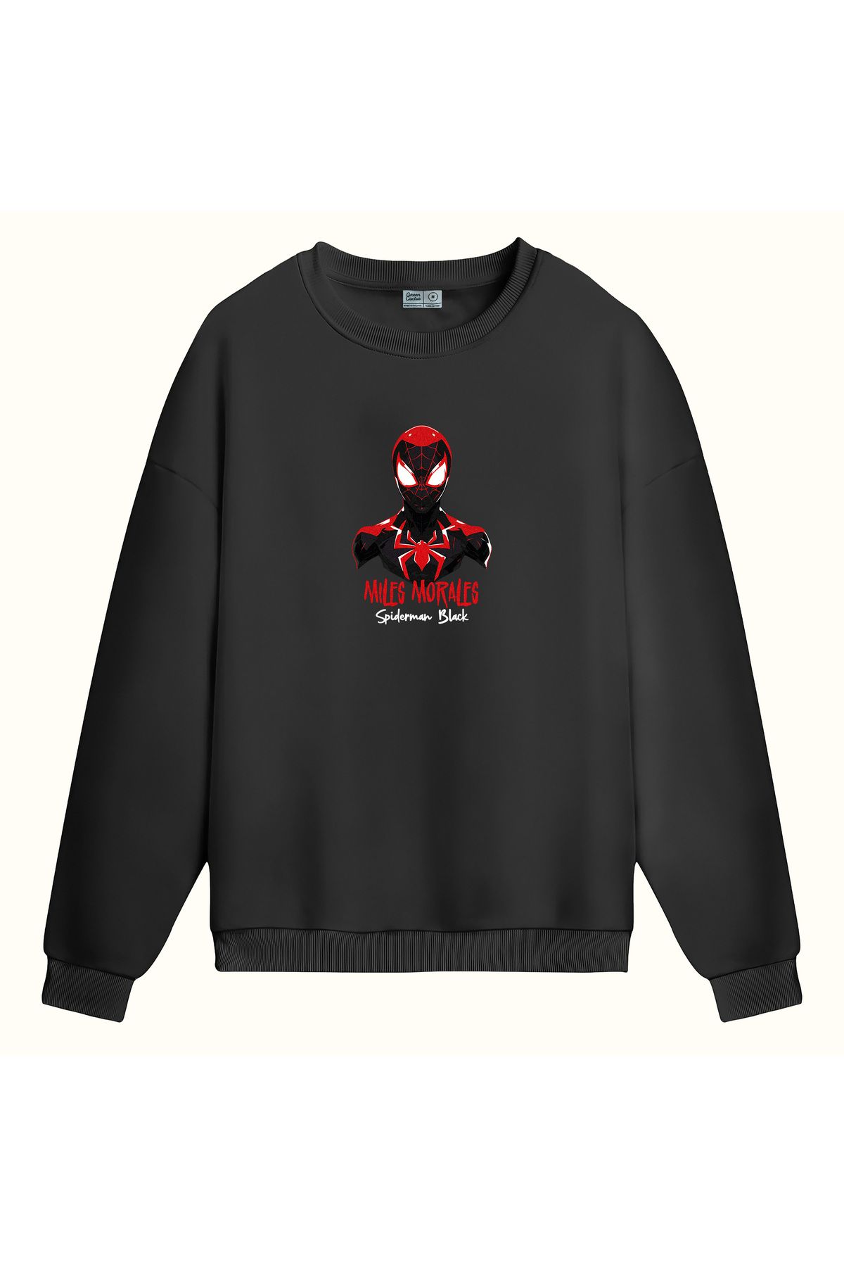 CCwear black spider baskılı bisiklet yaka sweatshirt