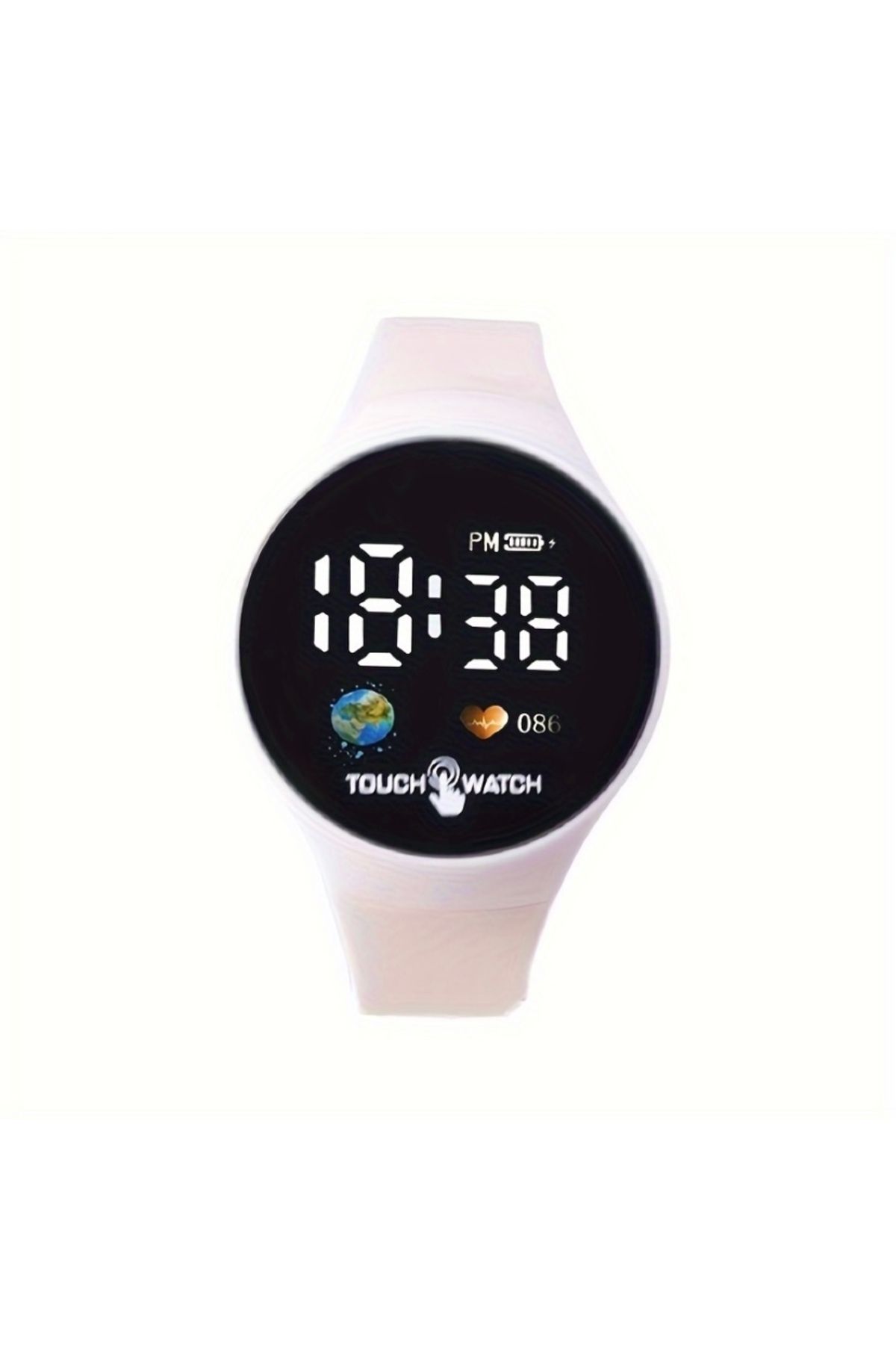 TouchWatch Touch Watch Beyaz Dijital Saat Yuvarlak Kadran