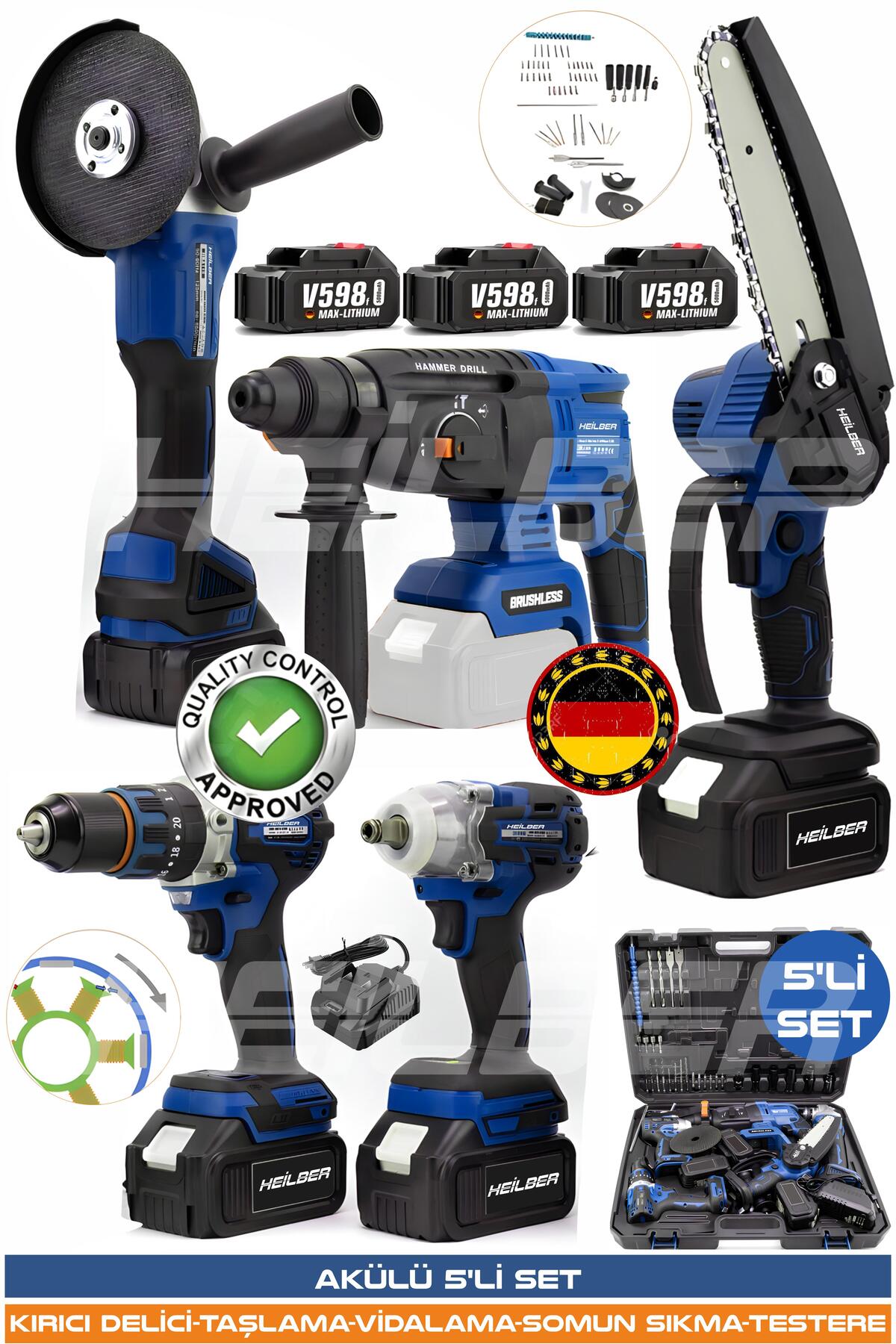 HEİLBER ALMAN BLUE 5524B KOMBO 5'Lİ KÖMÜRSÜZ PROFESYONEL SET 2