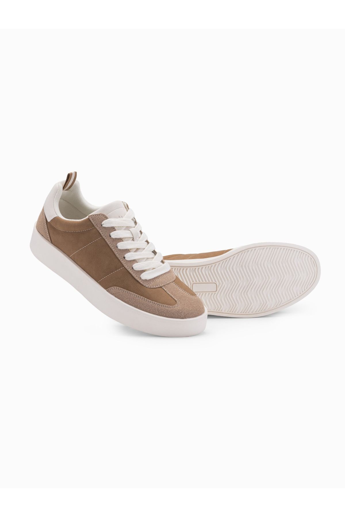 OMBRE-Old-School Herren Sneaker auf dicker Sohle - hellbraun V1 OM-FOSL-0170 43 7