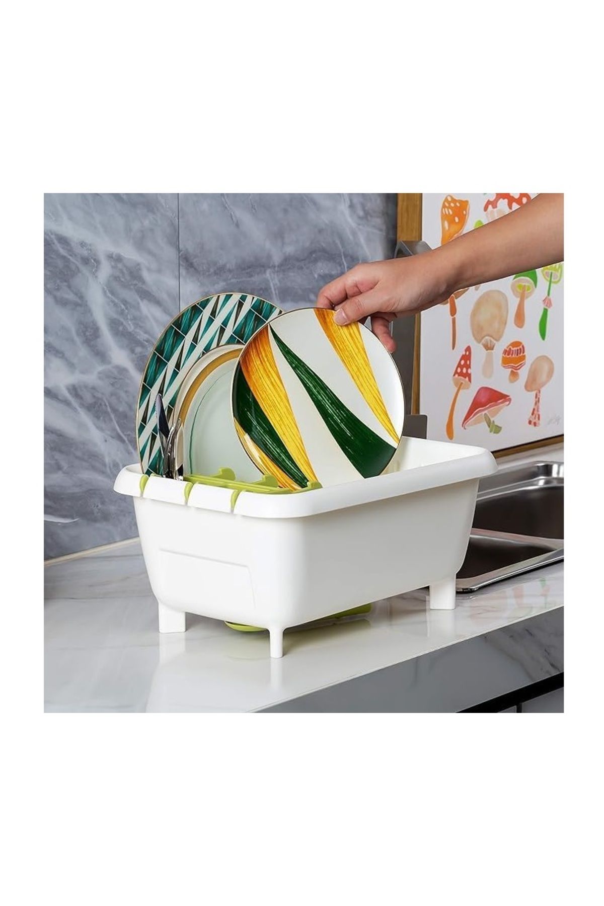 mastergold-Dish Drying Rack and Cutlery with Drain Hole | Fruit and Vegetable Washing Sink | Sink Organizer 7