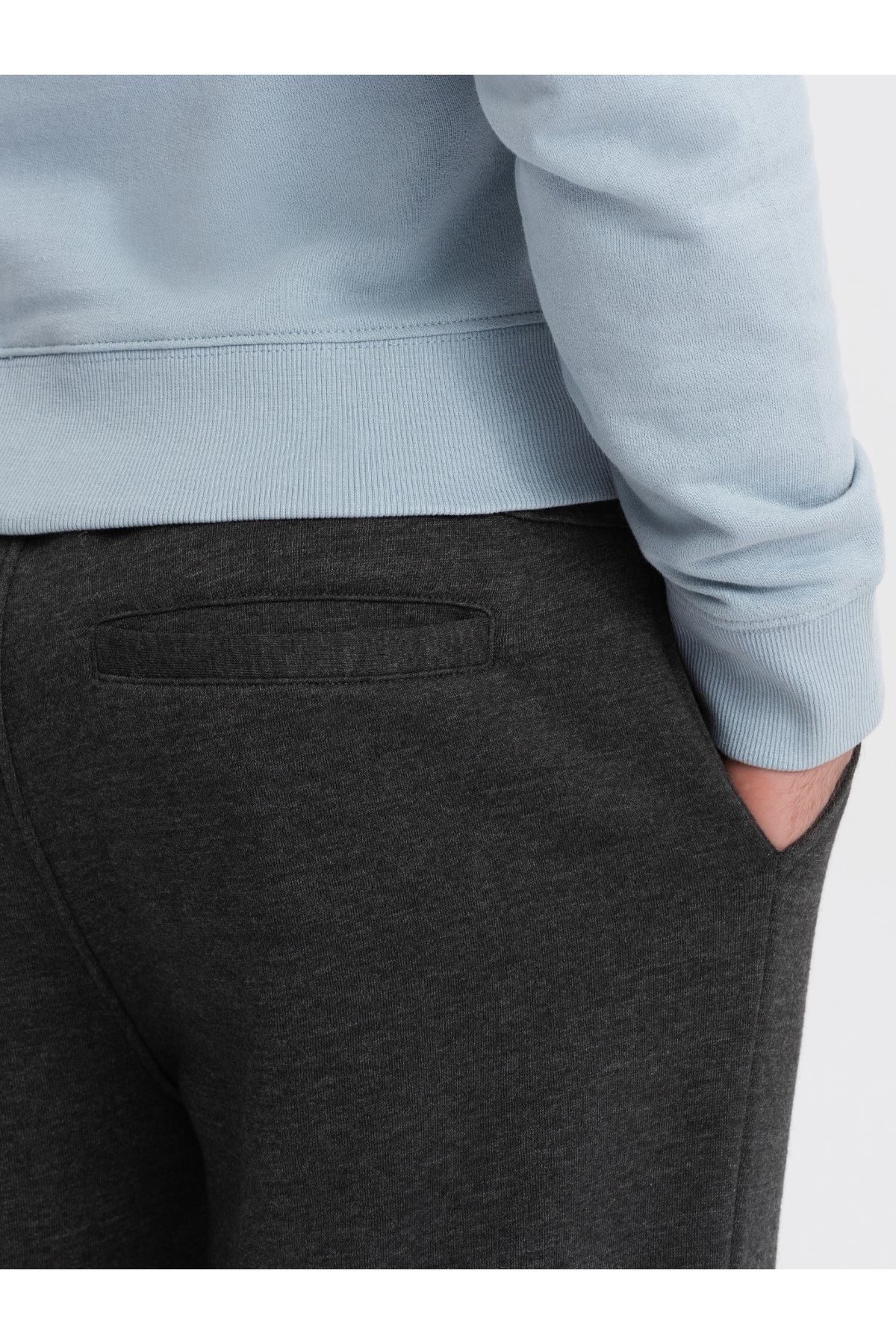 OMBRE-Herren Jogginghose mit Nähten und Reißverschluss am Bein - Graphit Melange V2 OM-PASK-0147 XXL 5