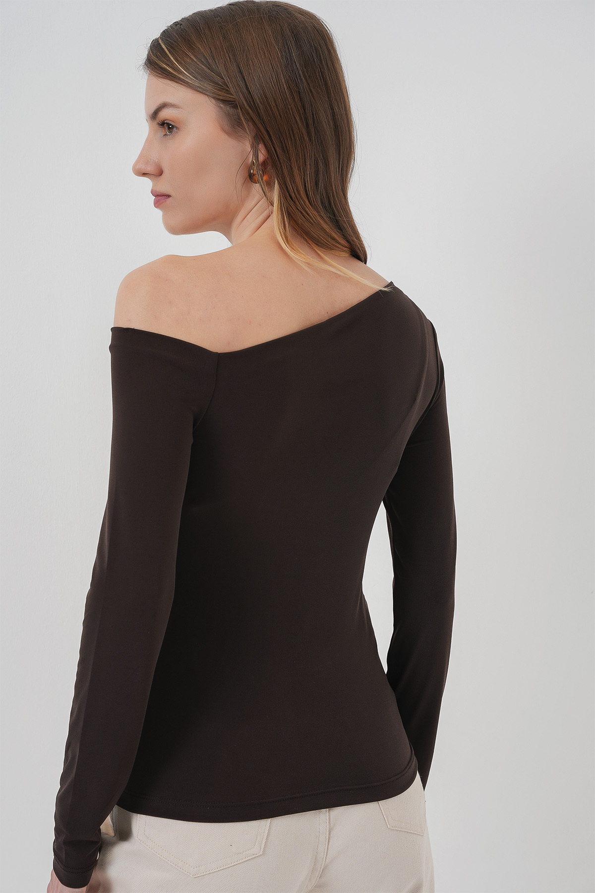 Bigdart-937 Boat Neck Sandy Μπλούζα - Καφέ 6