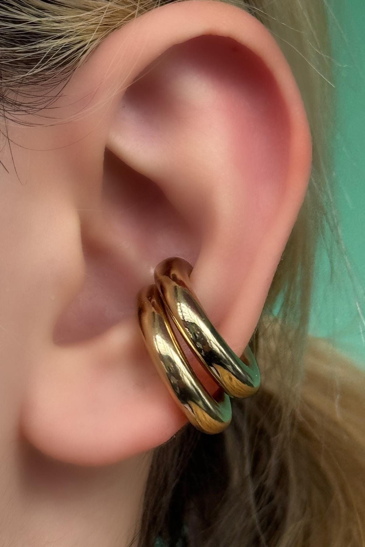 TAKIŞTIR Altın Renk Metal Ear Cuff (Çift)