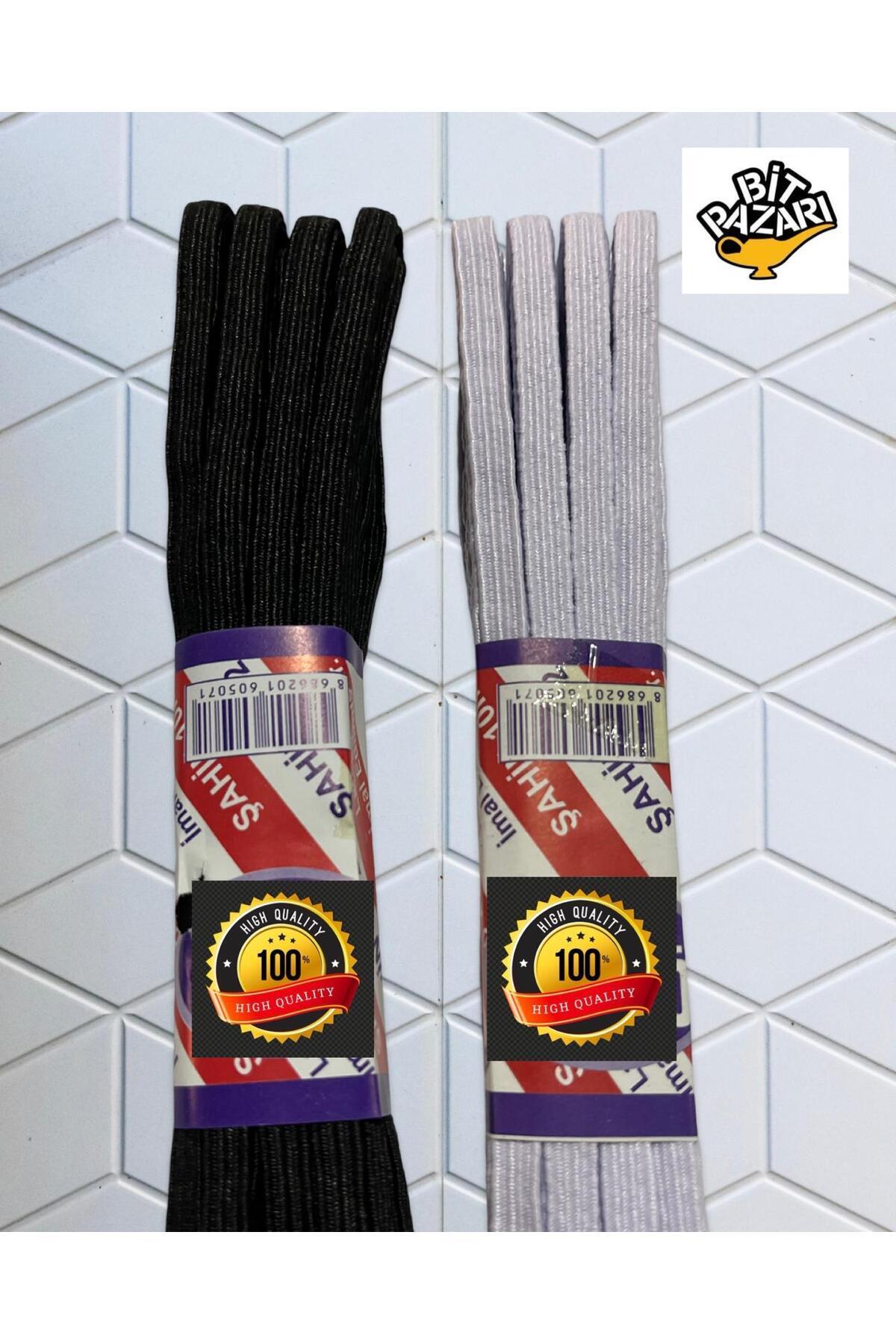 Flea Market 2 Adet Beyaz ve Siyah Bel Paça Don Lastiği ( Yassı ) 2 X 10 Metre