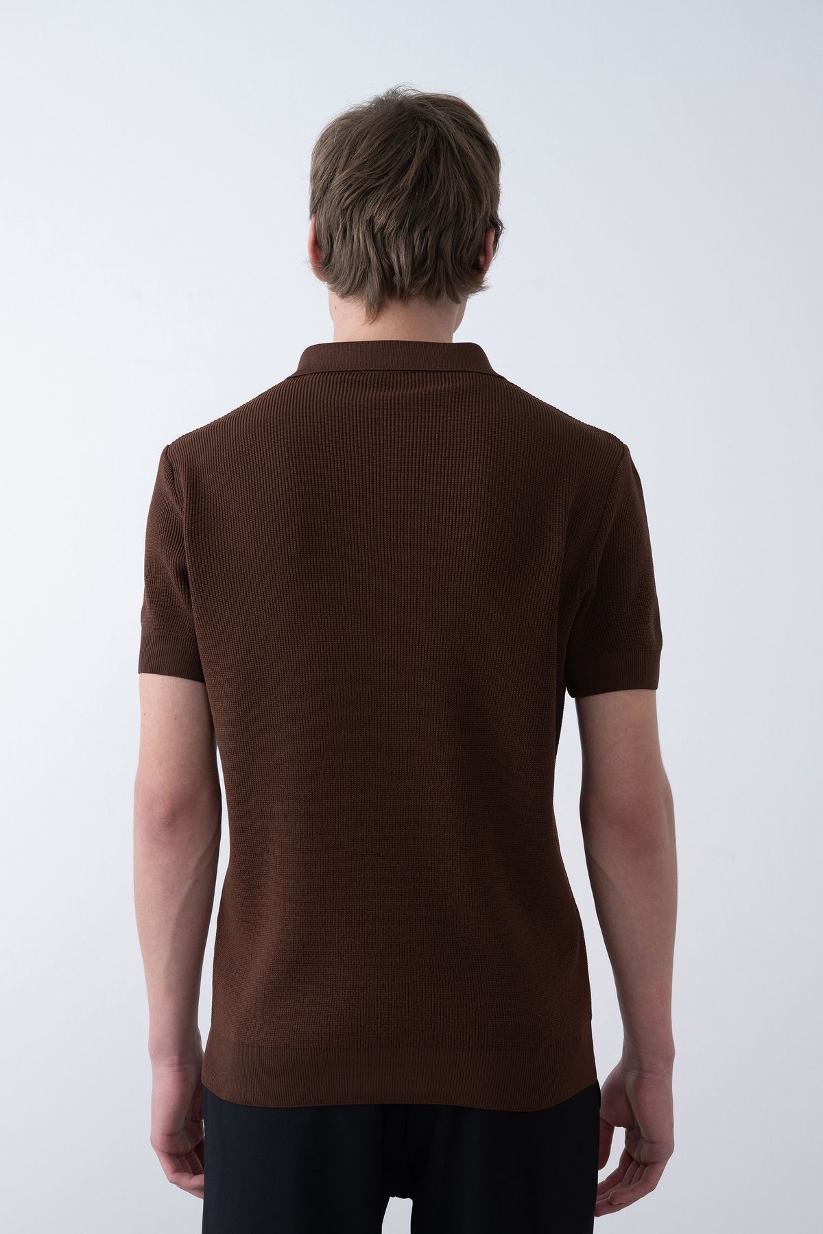 İLKCET MODA-Μπλουζάκι Basic Knitwear με γιακά με φερμουάρ 4