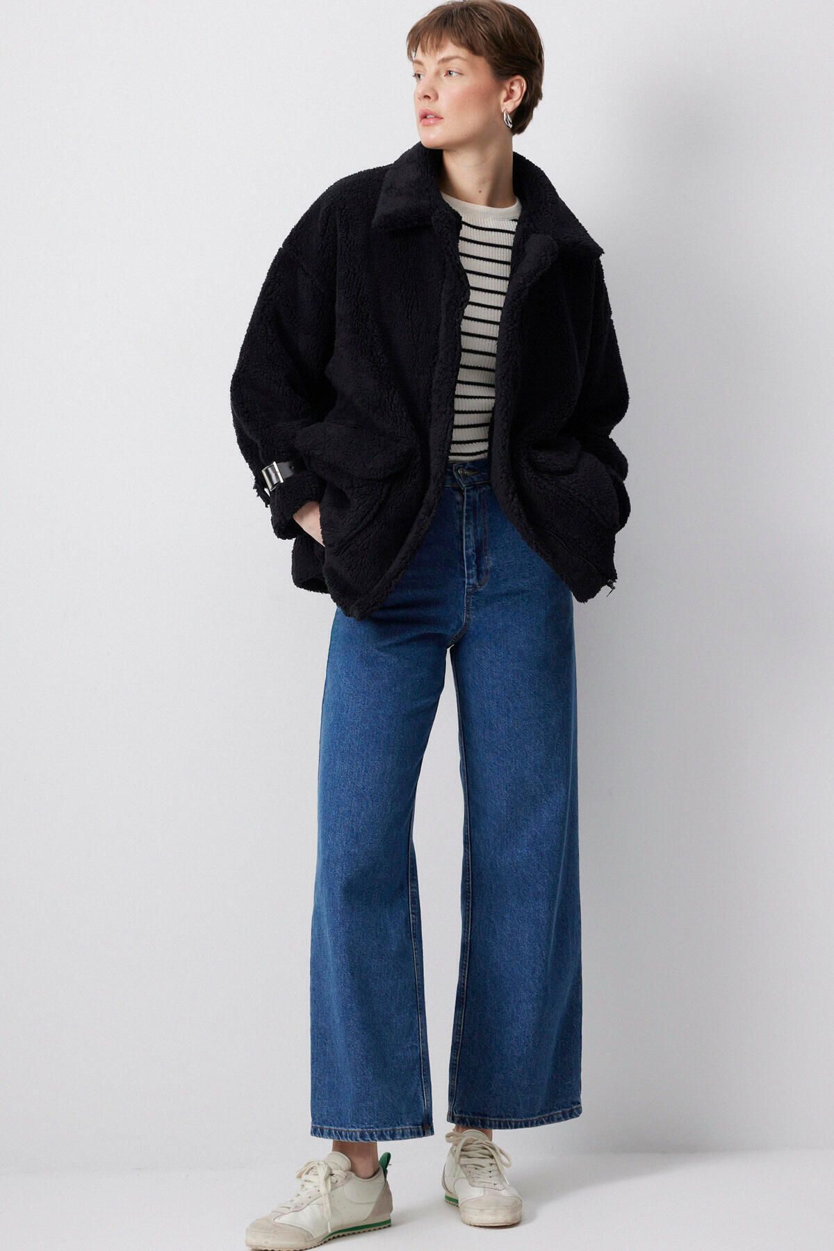Touché Privé-Plush Coat with Buckle Detail 2