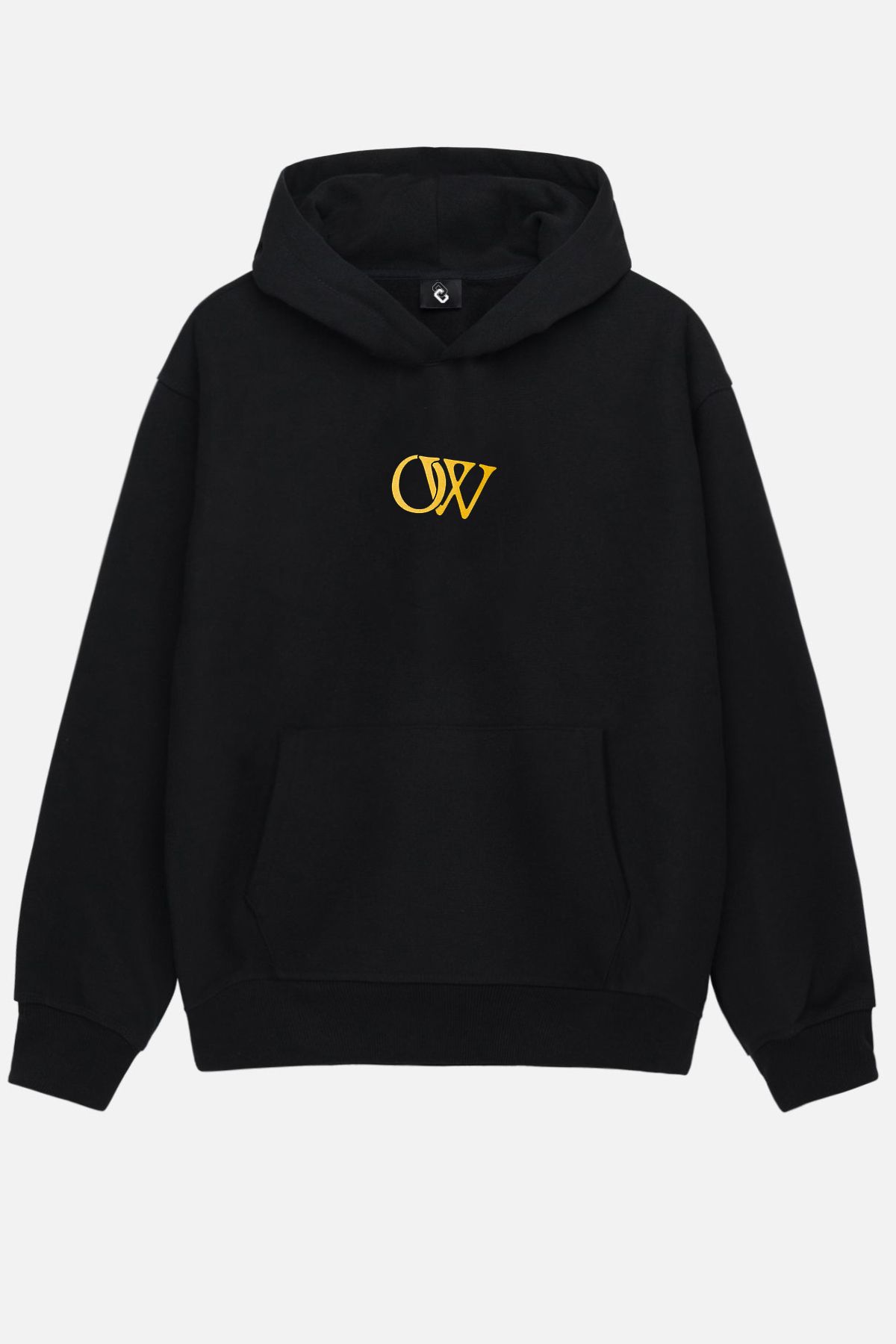 PURE EFFECT-Wide Fit Oversize Hooded Kangaroo 3 Thread Hooded Black Sweatshirt 2