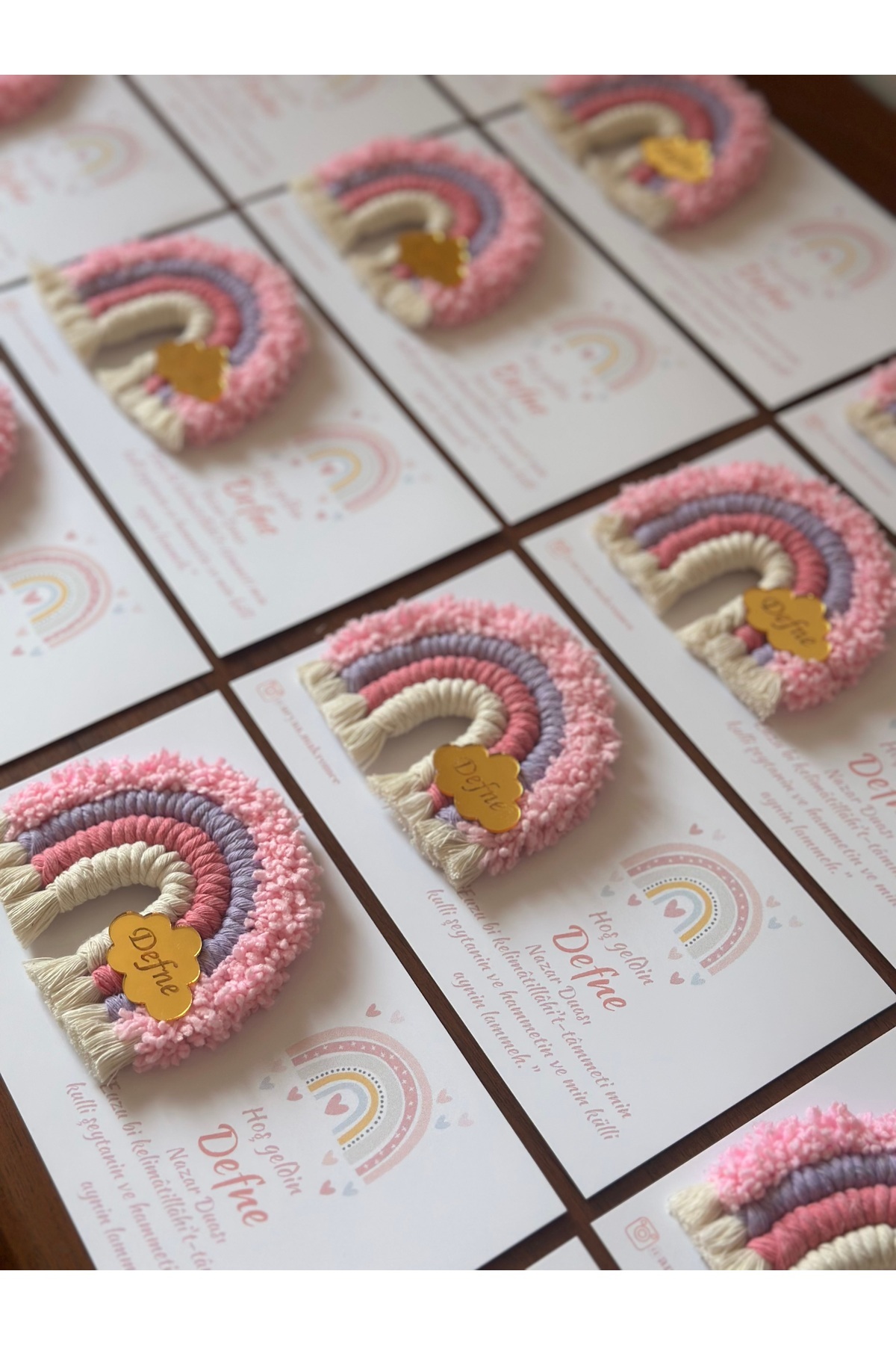 Tasarım Makrome Gökkuşağı Magnet 20 adet Bebek Doğumu Bebek Hediyelik fotoğrafı 3 (önizleme)