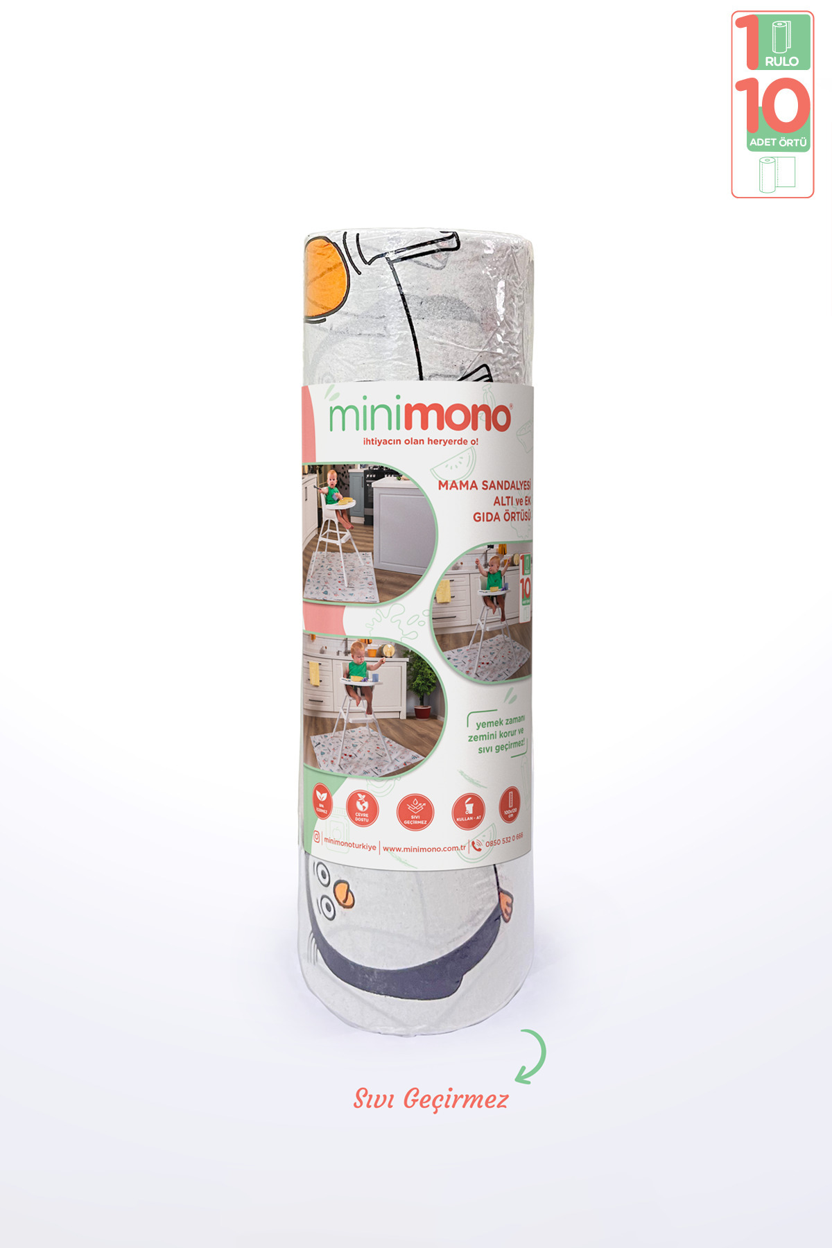 Minimono Mama Sandalyesi Altı Ve Aktivite Örtüsü - Kullan At- 1 Rulo 10 Adet fotoğrafı 6 (önizleme)
