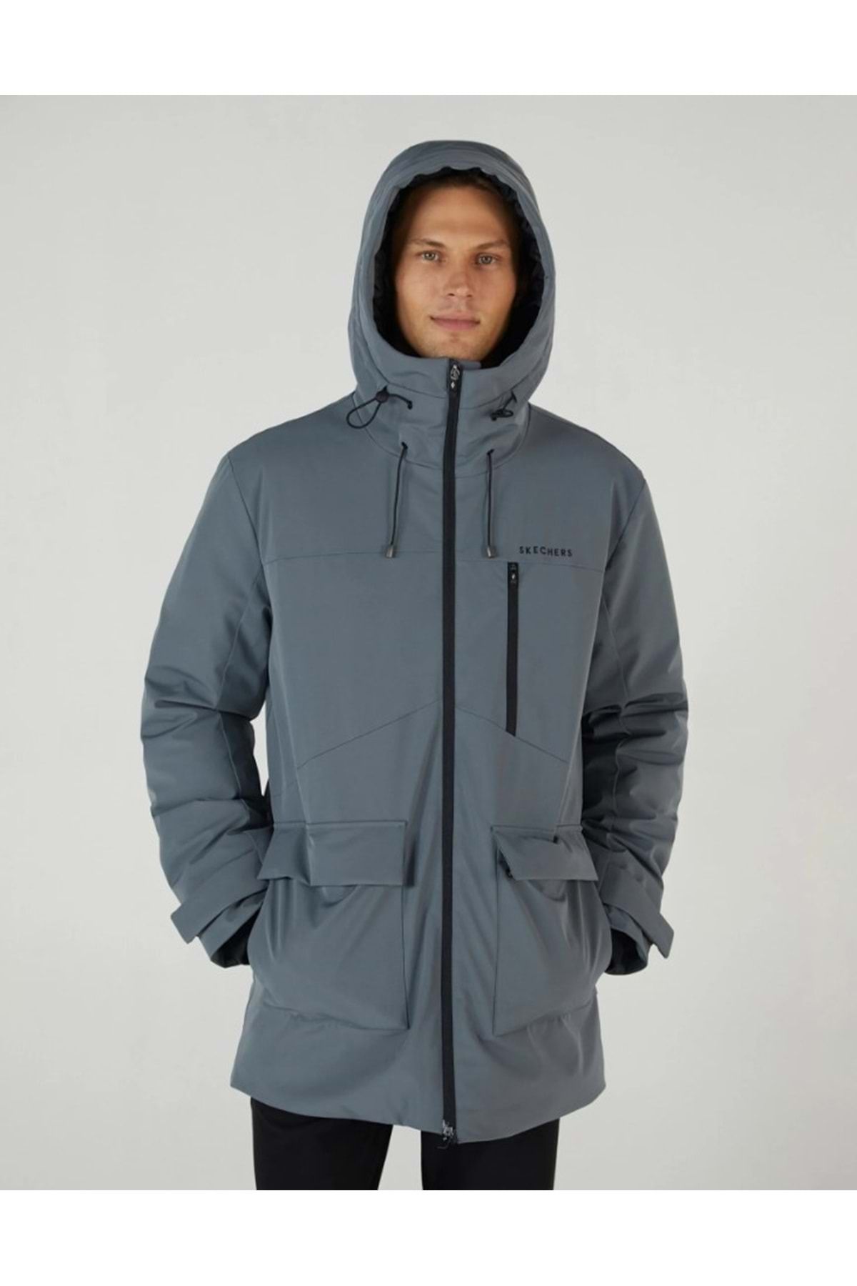 SKECHERS M Outerwear Coated Jacket S242049 Erkek Günlük Mont GRİ