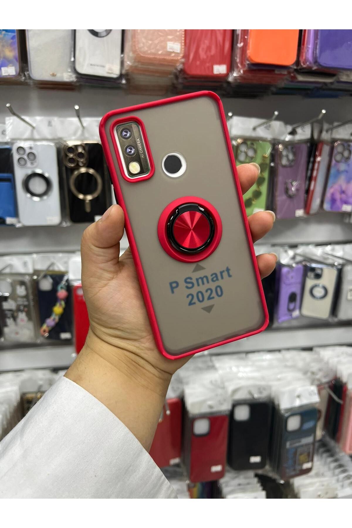 TECNOTREND HUAWEİ P SMART 2020 Renkli Çerçeve Yüzüklü Silikon kapak