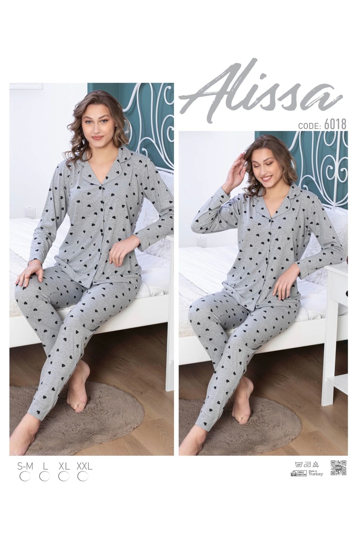 feminight Alissa 6018 Kadın Uzun Kol Pijama Takımı