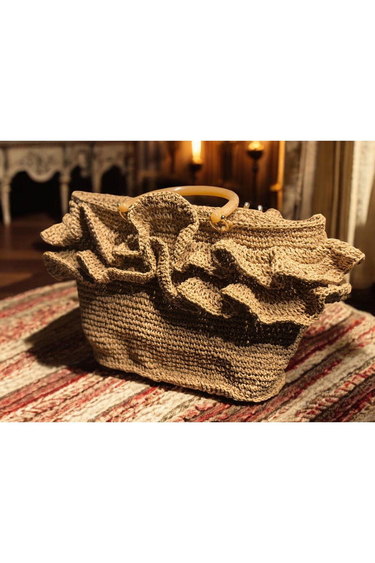 SVMSHOES-Straw Ruffle Hand Bag - Stylish and Natural Design 3