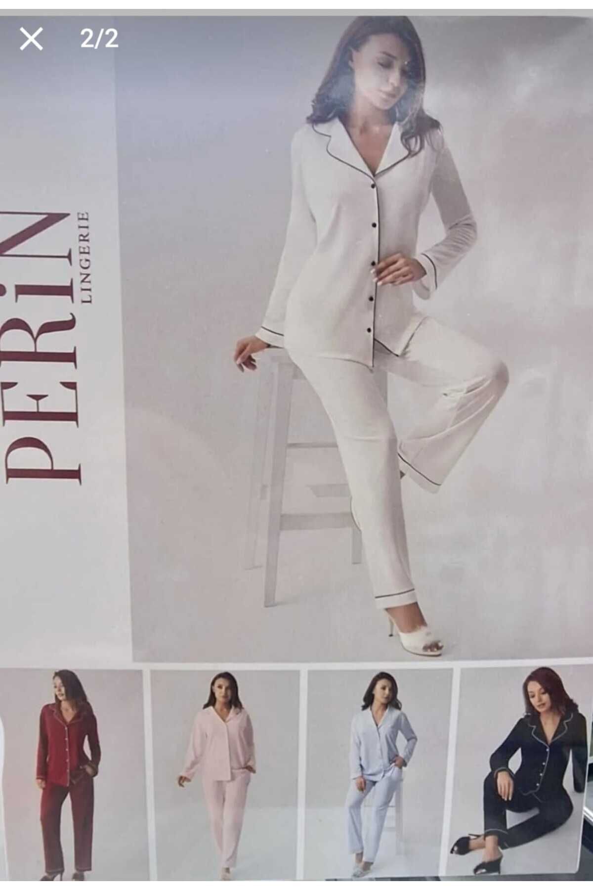 tubgen-Set de pijamale de lux pentru femei Perin, din bumbac pieptănat 2