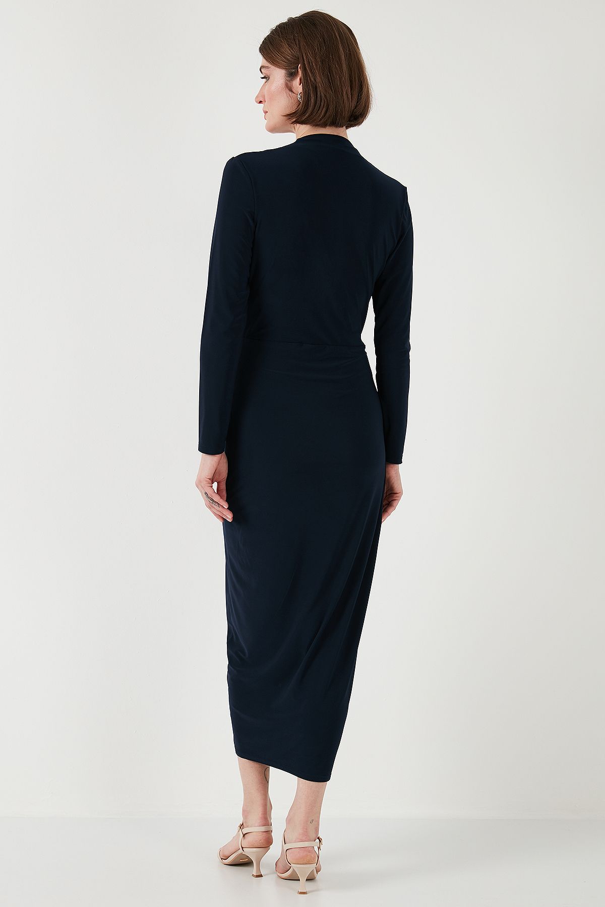 Lela-Double Breasted Collar Slit Drape Detailed Midi Dress DRESS 611EL1769 7