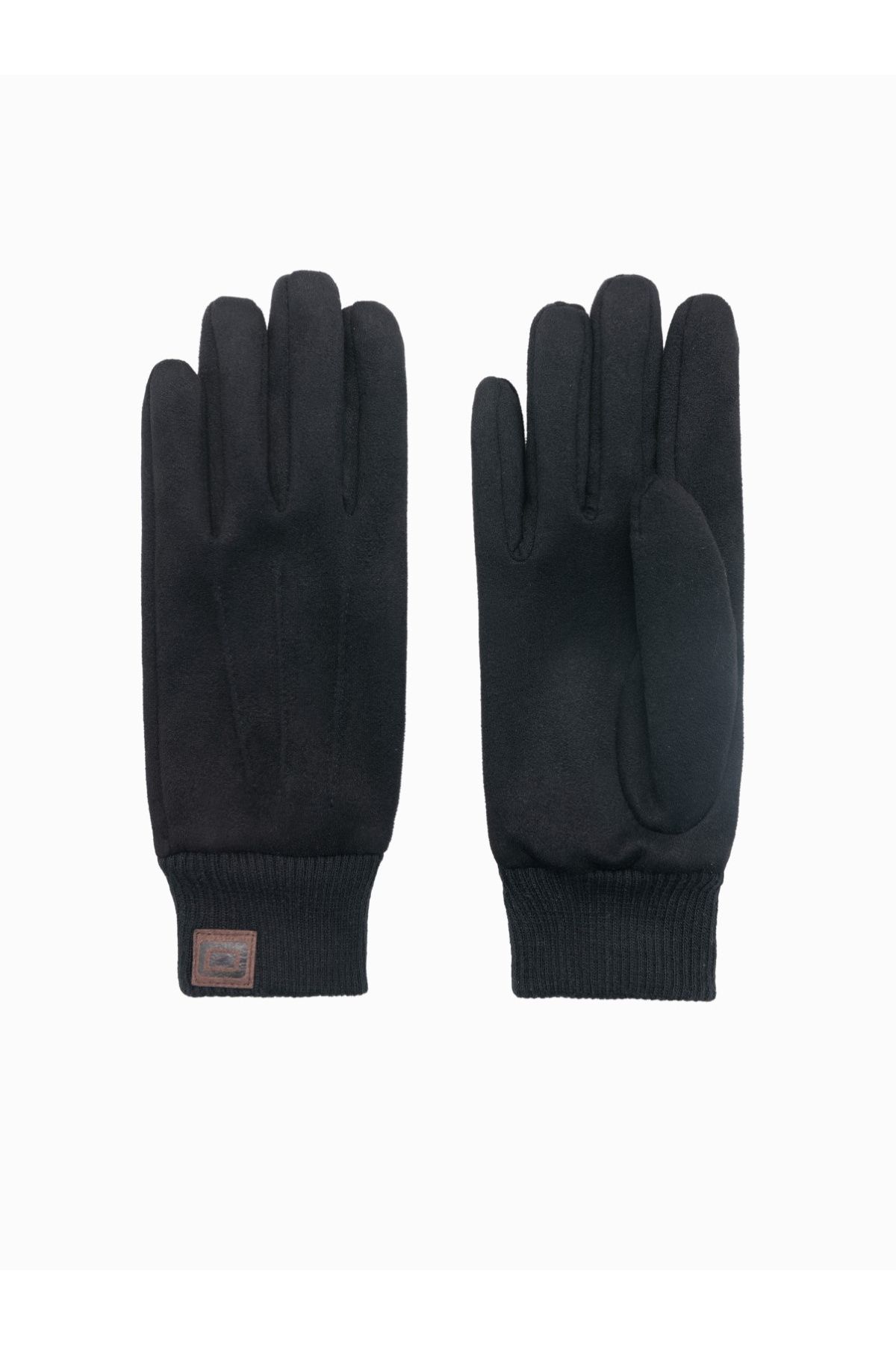 OMBRE-Herrenhandschuhe aus Öko-Wildleder mit Rand - schwarz V1 OM-ACGL-0112 Einheitsgröße 3