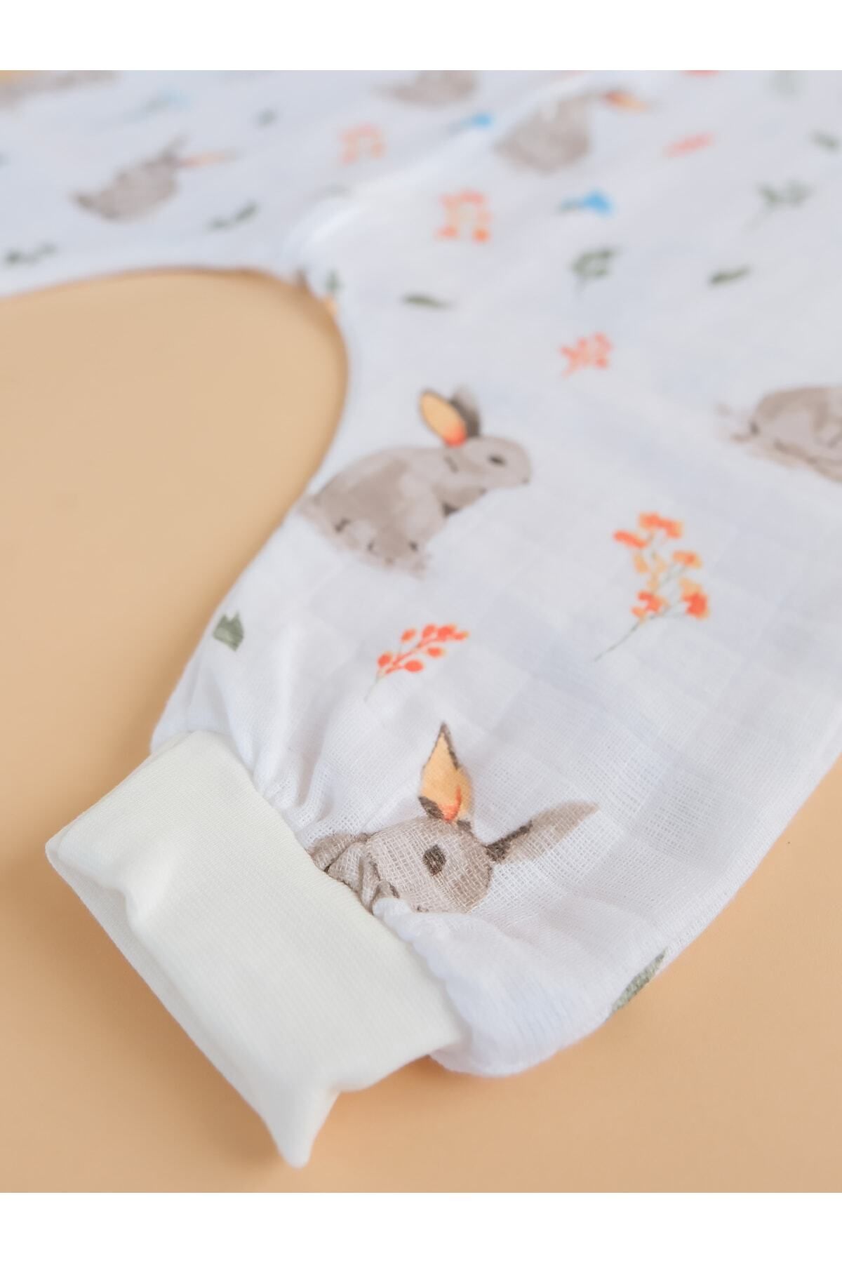 WomanAndKids-Oeko-Tex Certified Summer Muslin Fabric Sleeping Bag, 0.5 tog Girl Boy Baby Sleeping Bag Rabbit 2