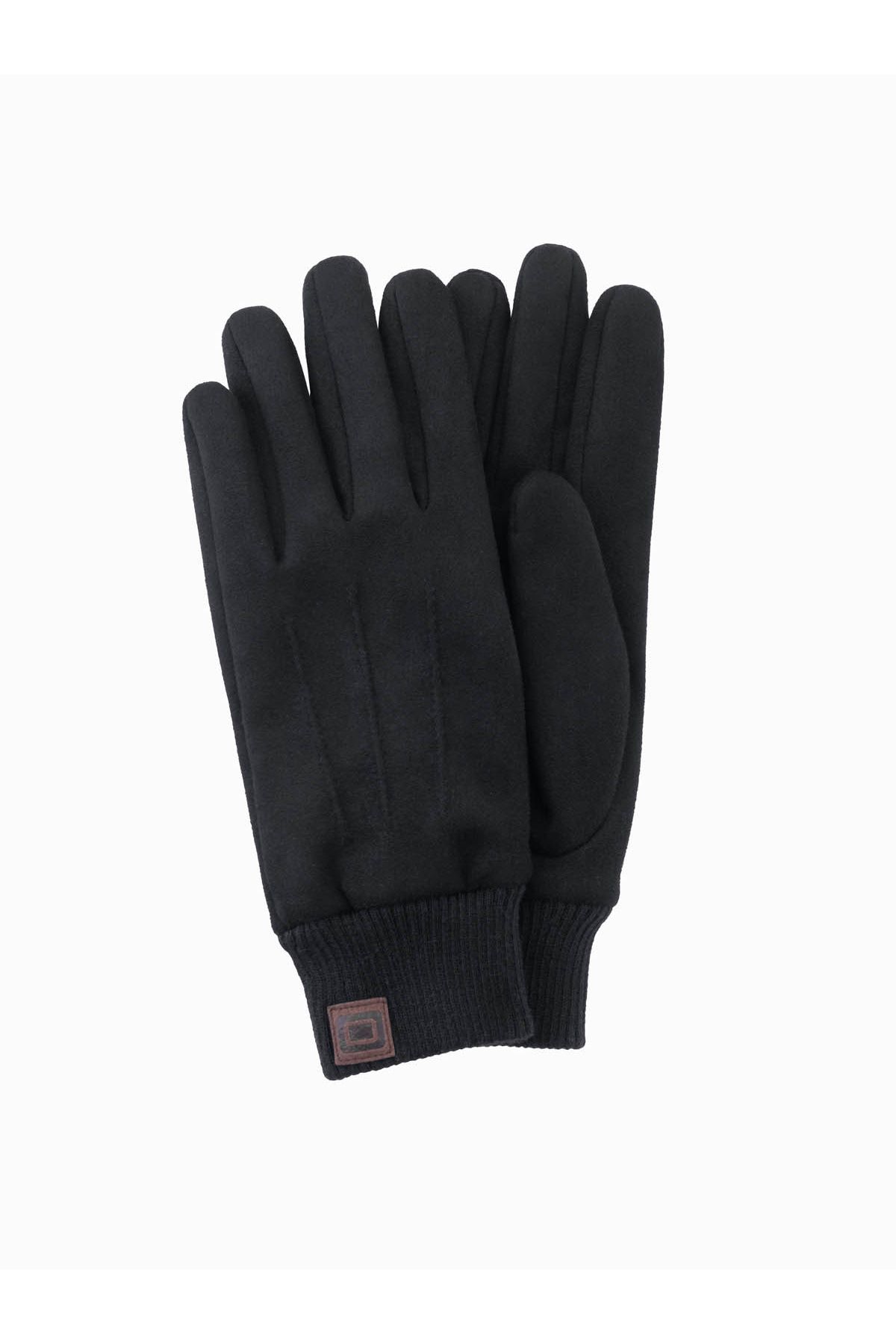 OMBRE-Herrenhandschuhe aus Öko-Wildleder mit Rand - schwarz V1 OM-ACGL-0112 Einheitsgröße 1