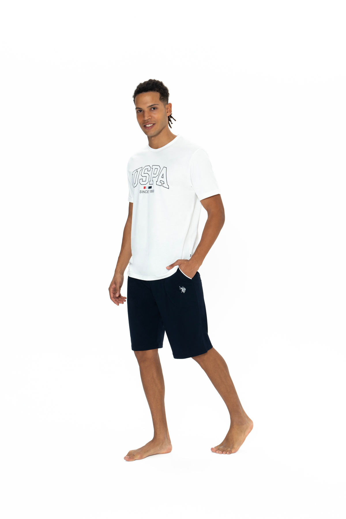 U.S. Polo Assn.-Ανδρικό, Αδειοδοτημένο, USPA, 100% Βαμβάκι, (Εκρού), Σετ σορτς 1