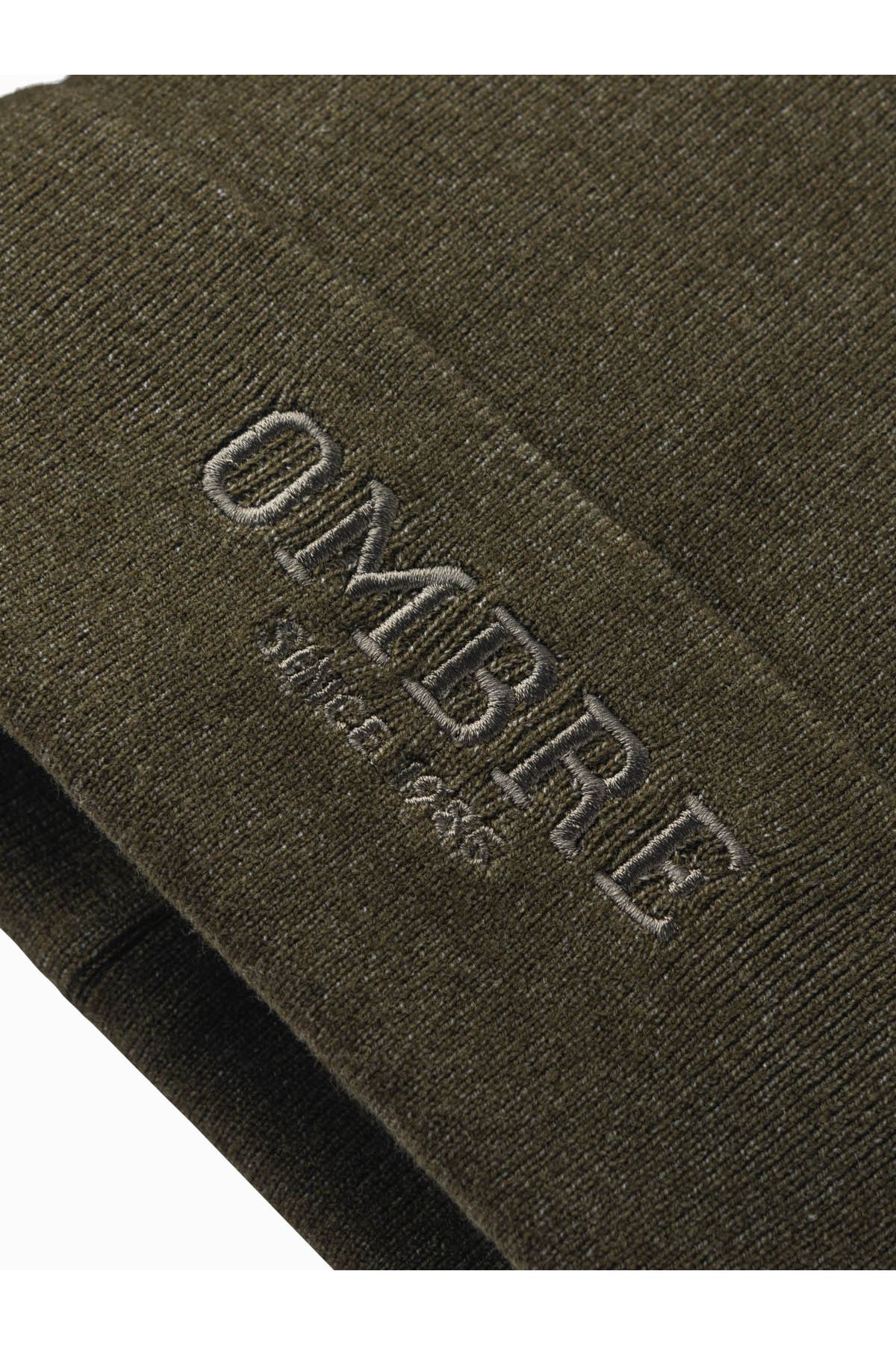 OMBRE-Men's knitted beanie cap with embroidered inscription - olive V5 OM-ACWH-0120 4