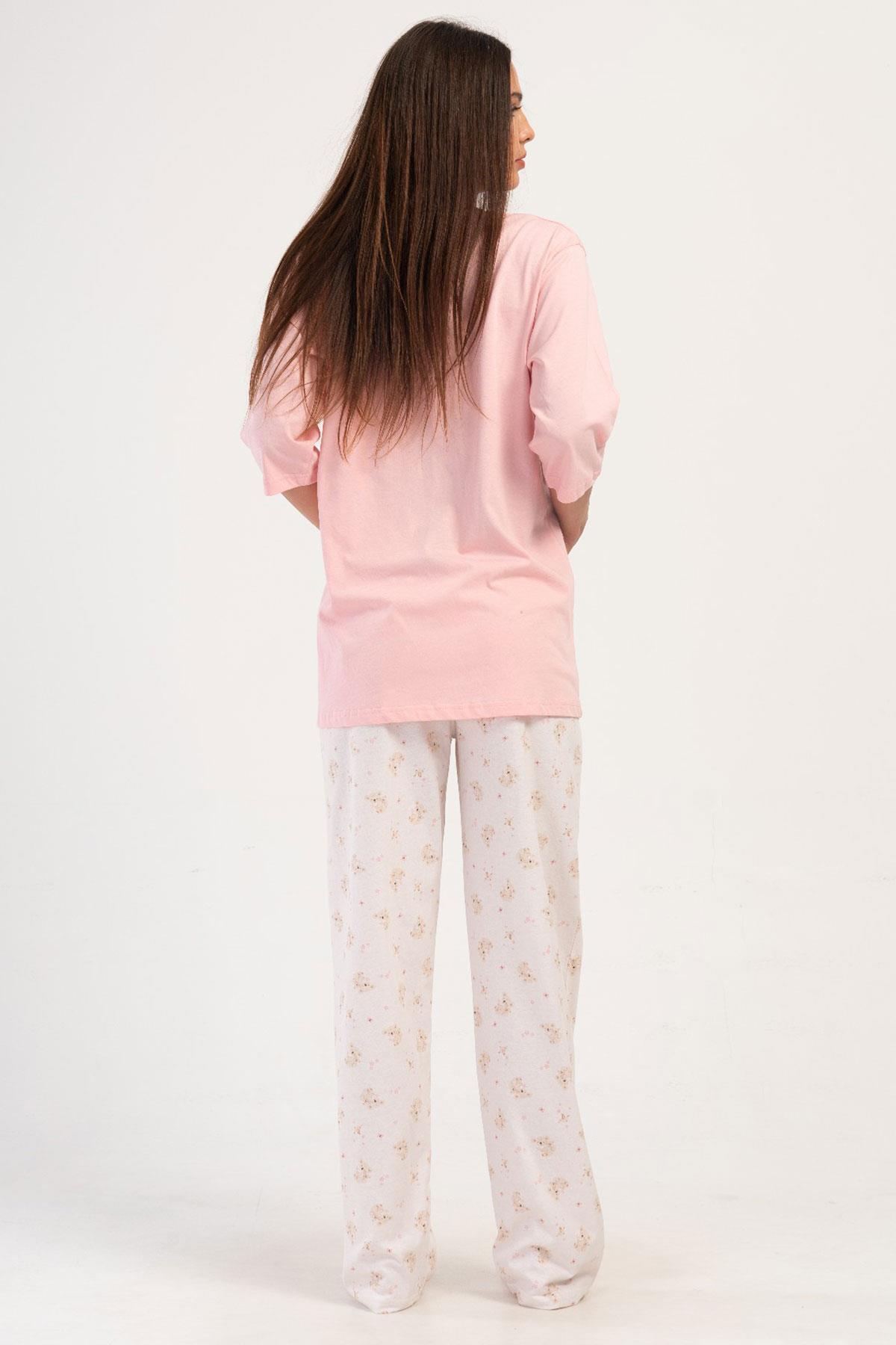 VİENETTA-Pink Capri Sleeve Maternity & Maternity Sleepwear - C6T6N0O504 4