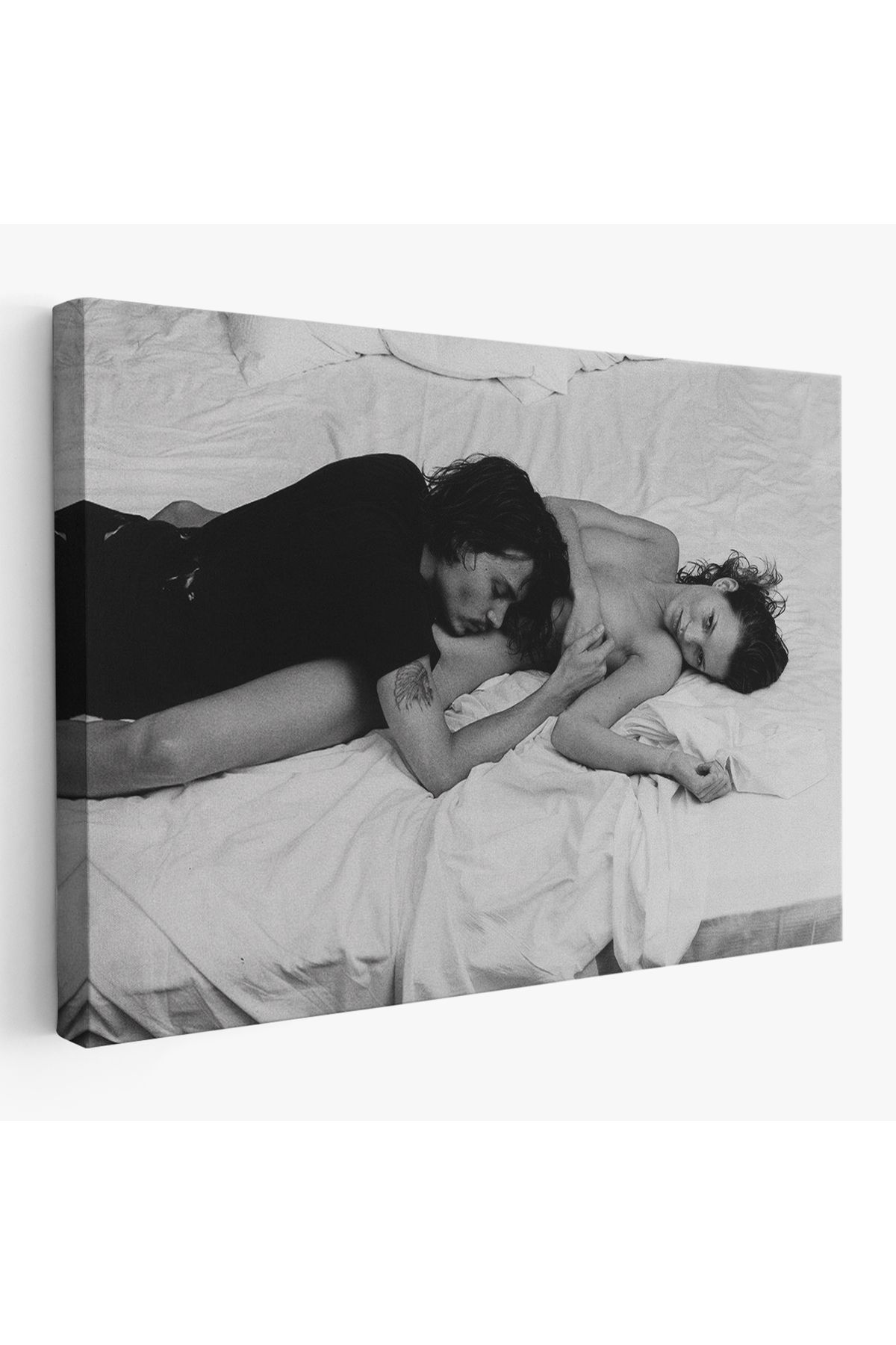 Jusoon Johnny Depp ve Kate Moss Duvar Tablosu, Siyah Beyaz-6525