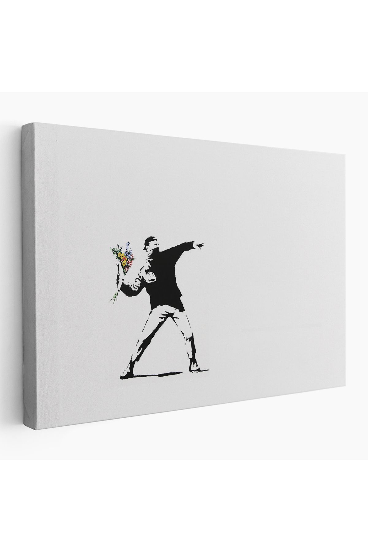 Doğal Bizden DB Bansky'nin Çiçek Atan Adam Eseri Kanvas Tablo-5111