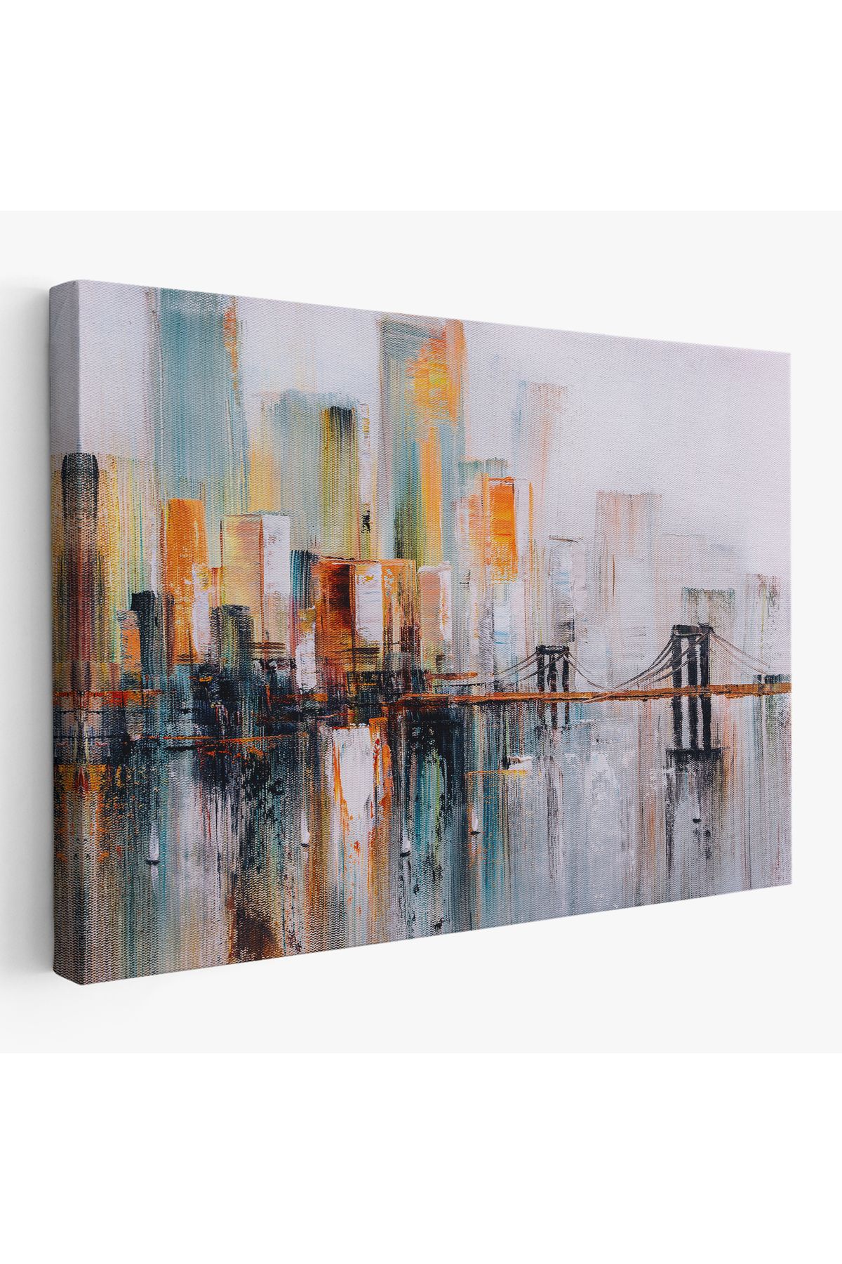 bluvex Brooklyn Köprüsü New York Yağlıboya Görünüm Dekoratif Tablo-3744