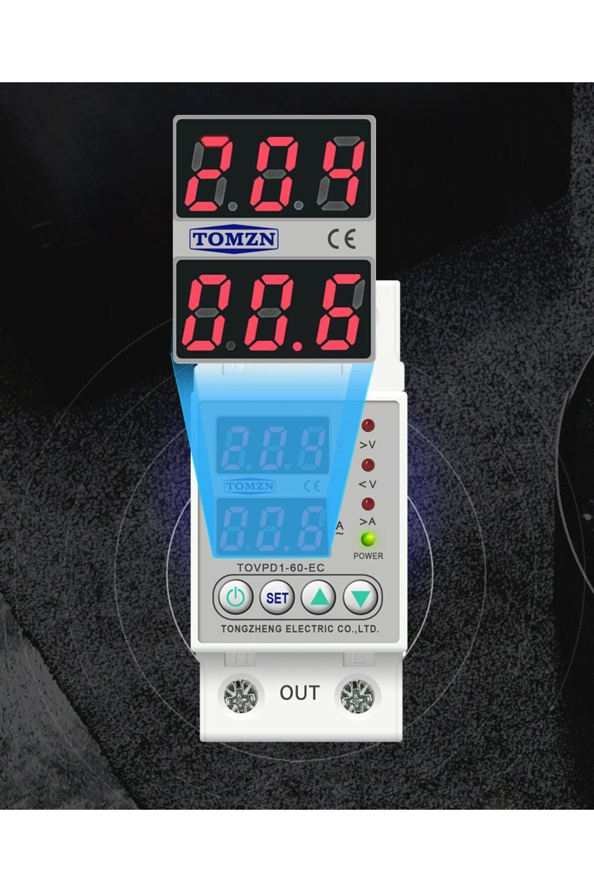 TOMZN-High Low Voltage Monophase Voltage and Current Protector Relay - 63A 8