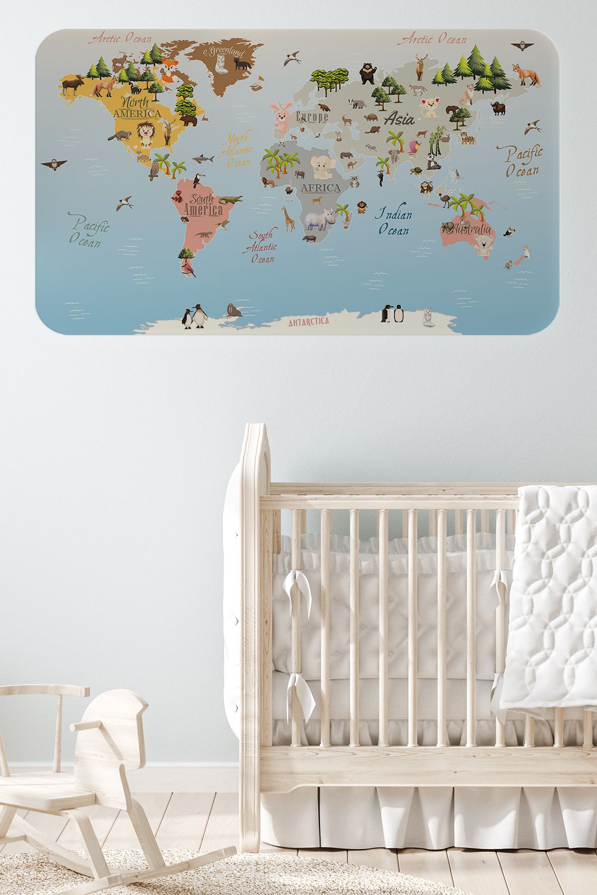 Haye Collection Eğitici Dünya Haritası Dünya Atlası Çocuk ve Bebek Odası Duvar Sticker -60x105-3824