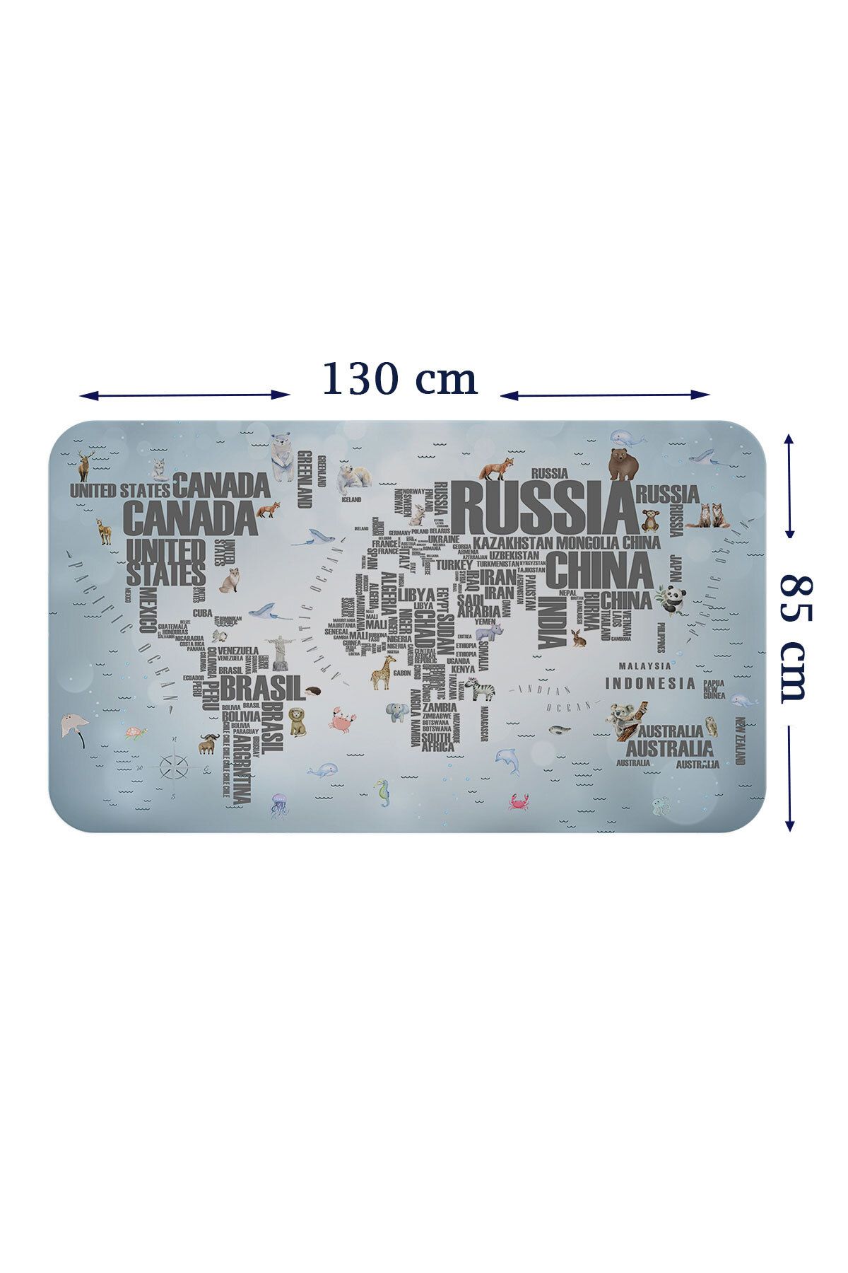 Haye Collection Ülke Adlı Eğitici Dünya Haritası Dünya Atlası Çocuk ve Bebek Odası Duvar Sticker-85x130-3823