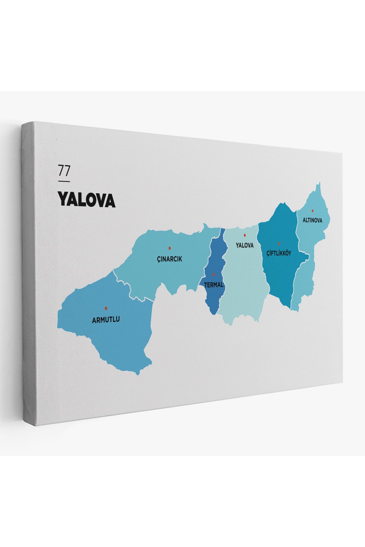 bluvex Yalova İli ve İlçeler Haritası Dekoratif Kanvas Tablo 1483