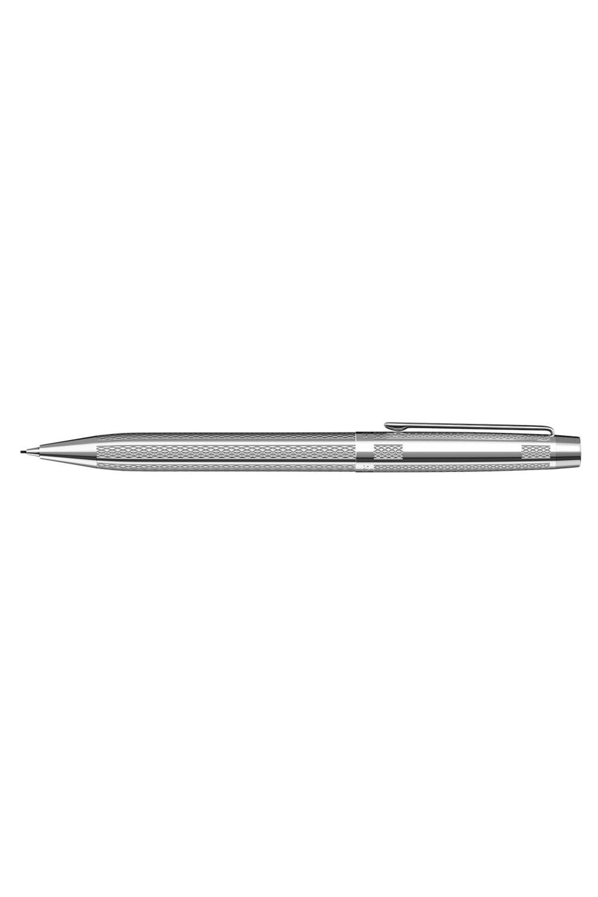 Scrikss-722w Herringbone Patterned Chrome Pen 2